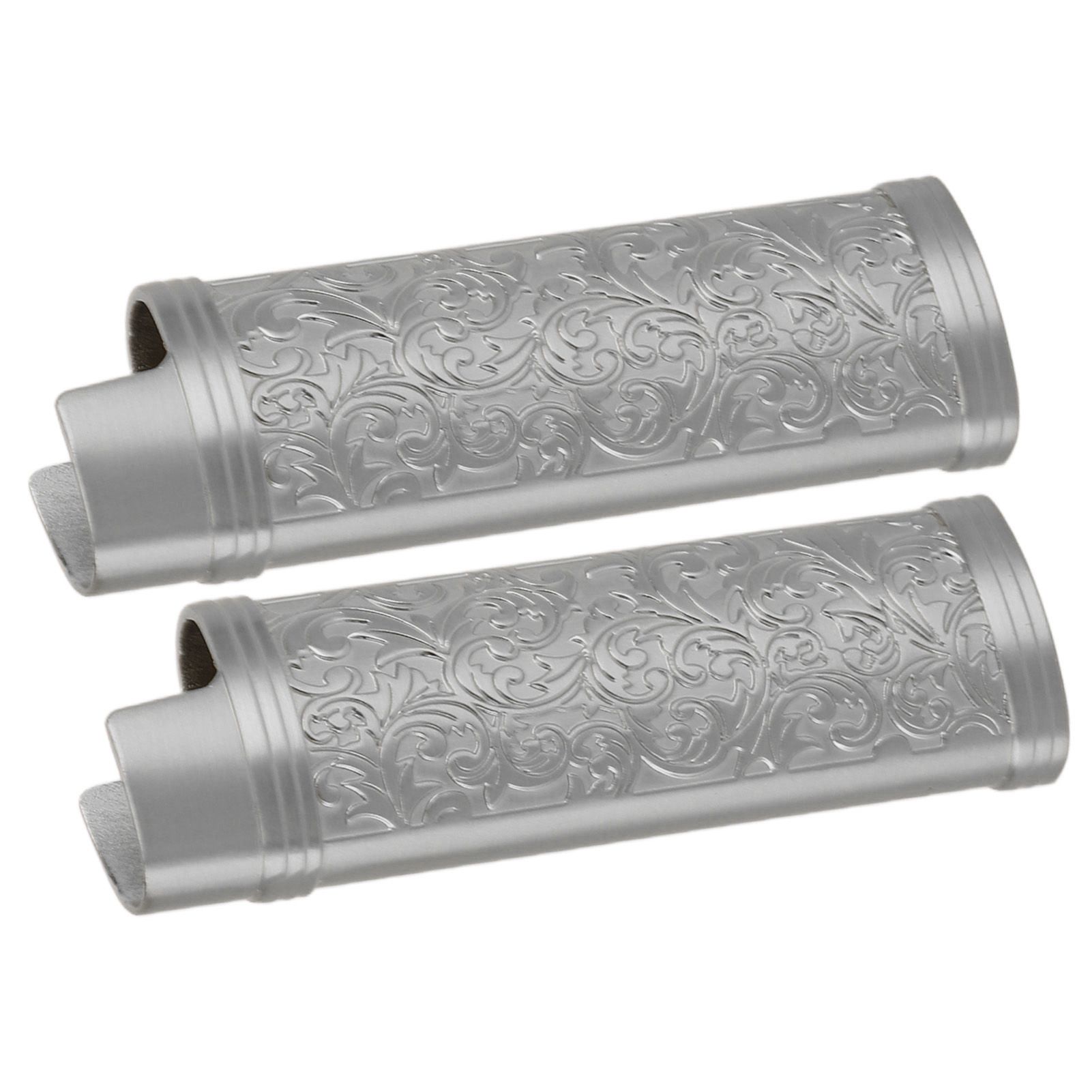 2PCS Lighter Case Cover Vintage Style Floral Stamped Zinc Alloy Shell for Lighter Protection Gray - Image 7