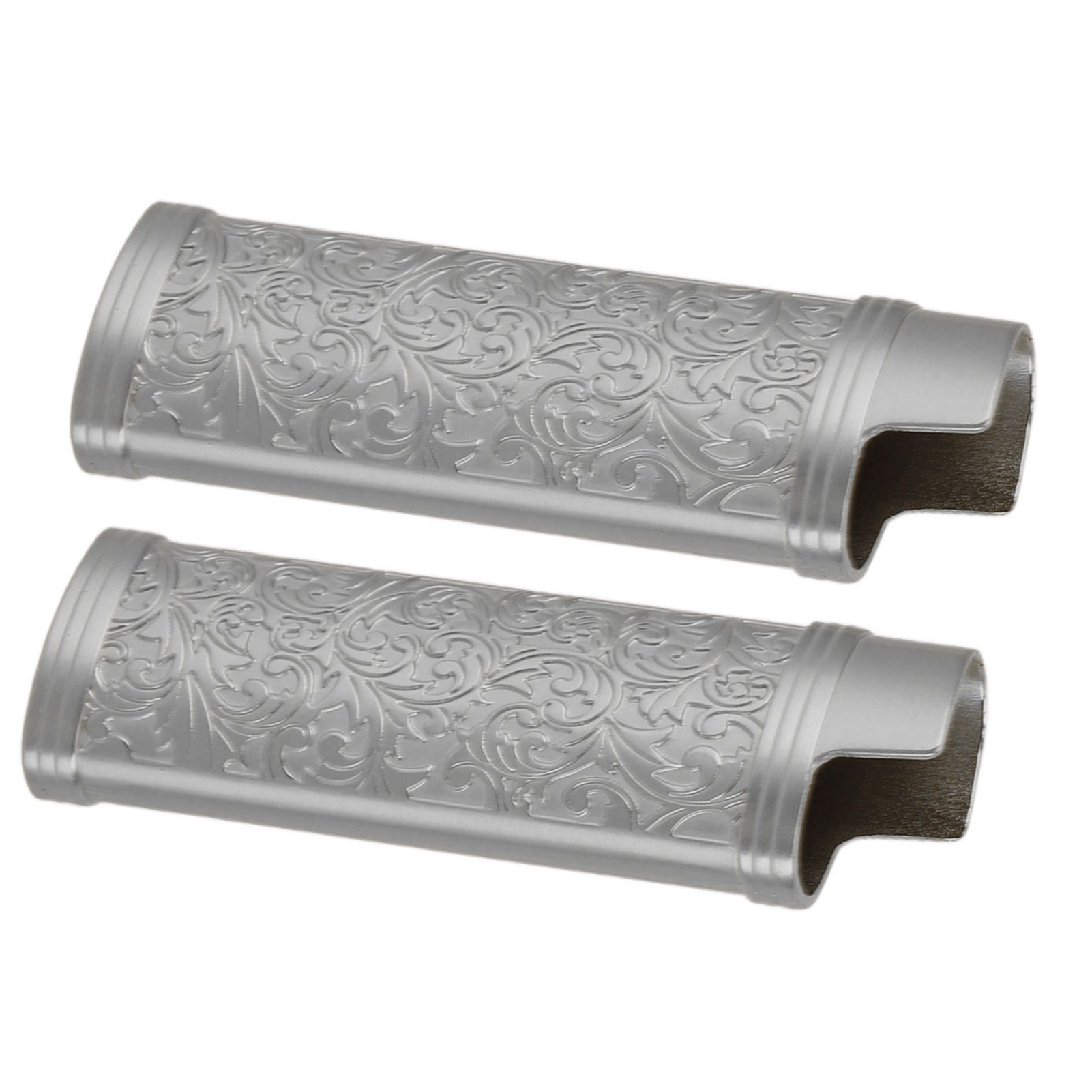 2PCS Lighter Case Cover Vintage Style Floral Stamped Zinc Alloy Shell for Lighter Protection Gray - Image 8