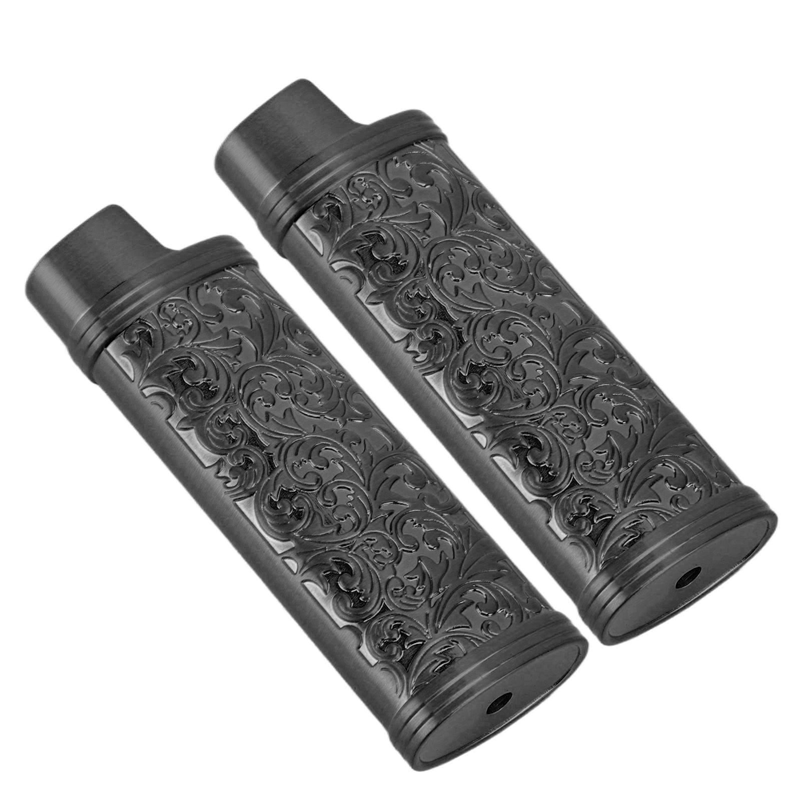 2PCS Lighter Case Cover Vintage Style Floral Stamped Zinc Alloy Shell for Lighter Protection Black - Image 4