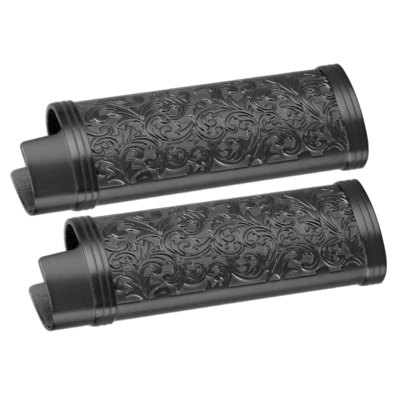 2PCS Lighter Case Cover Vintage Style Floral Stamped Zinc Alloy Shell for Lighter Protection Black - Image 7