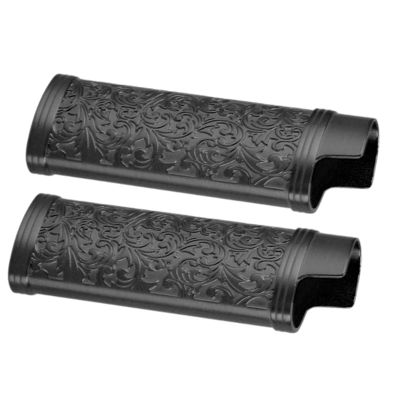 2PCS Lighter Case Cover Vintage Style Floral Stamped Zinc Alloy Shell for Lighter Protection Black - Image 8