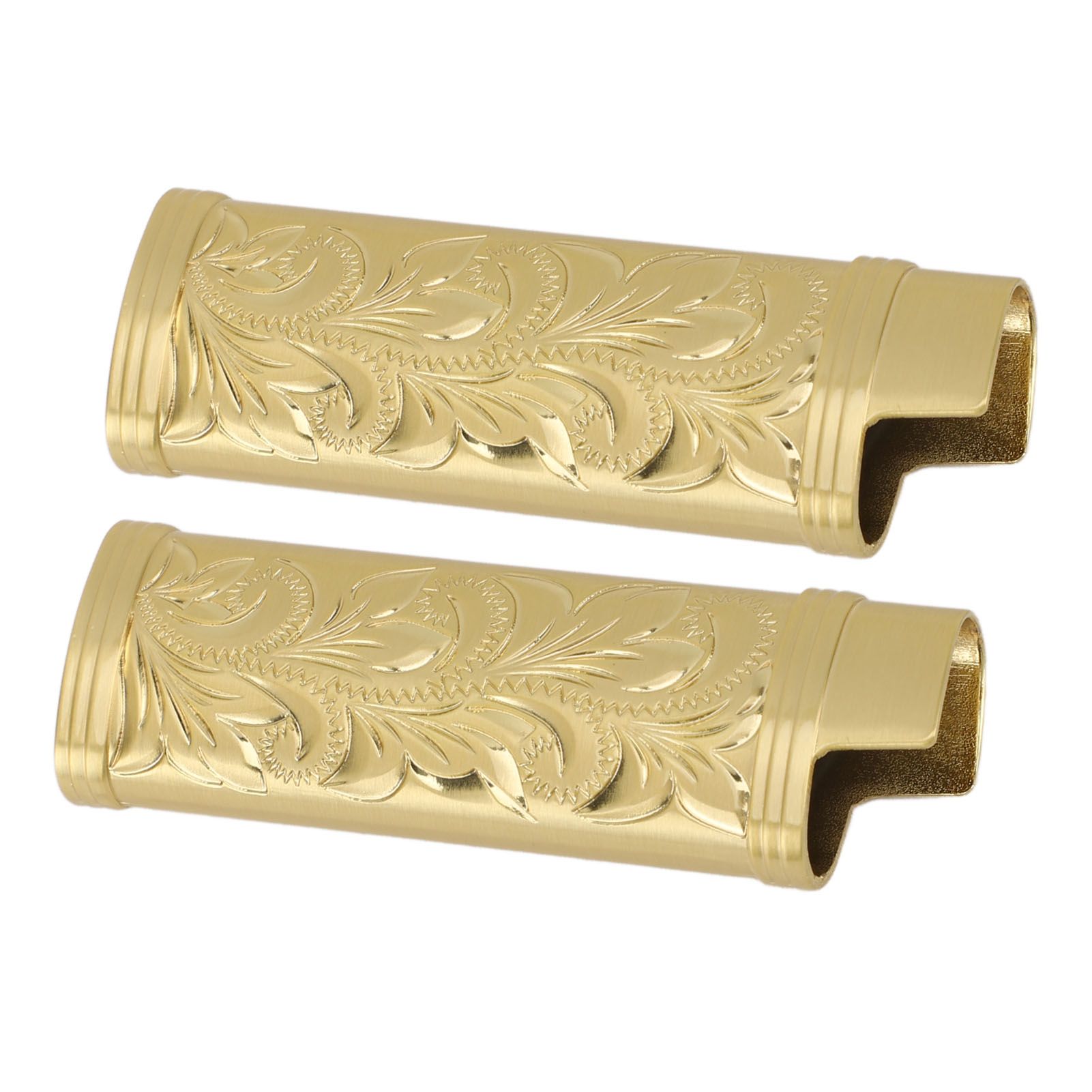 2Pcs Lighter Case Zinc Alloy Lighter Storage Container Floral Pattern for Outdoor Camping Hiking Gold - Image 4