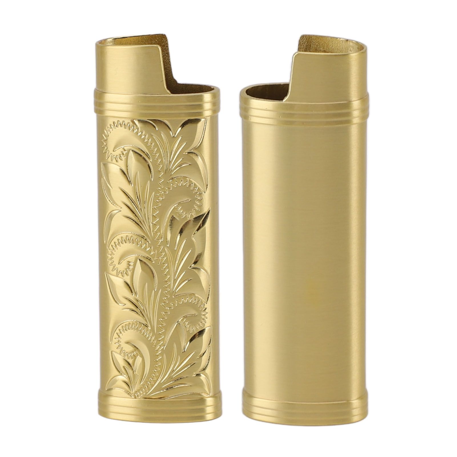 2Pcs Lighter Case Zinc Alloy Lighter Storage Container Floral Pattern for Outdoor Camping Hiking Gold - Image 8