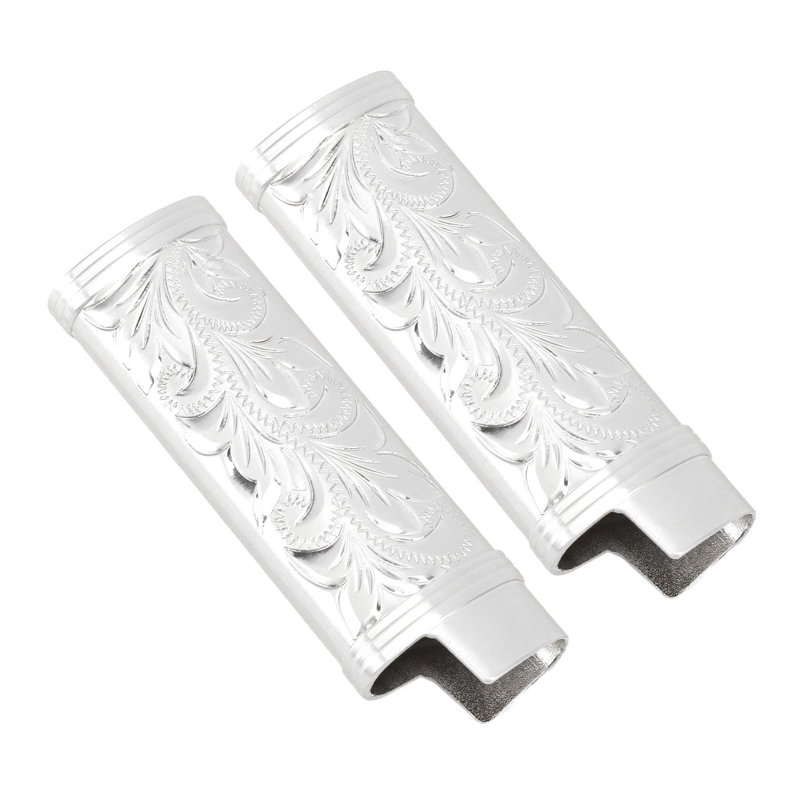2Pcs Lighter Case Zinc Alloy Lighter Storage Container Floral Pattern for Outdoor Camping Hiking Silver - Image 3