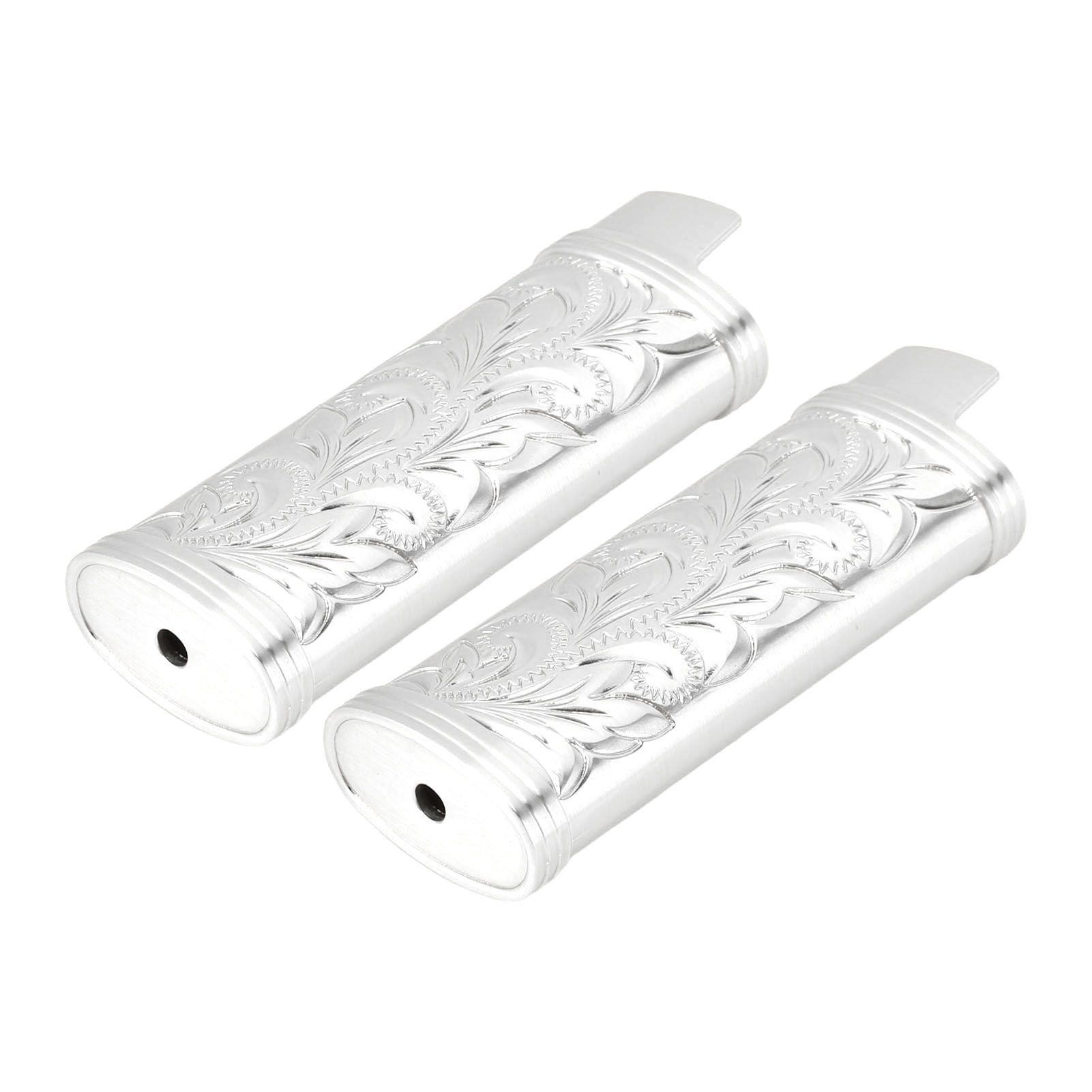 2Pcs Lighter Case Zinc Alloy Lighter Storage Container Floral Pattern for Outdoor Camping Hiking Silver - Image 7