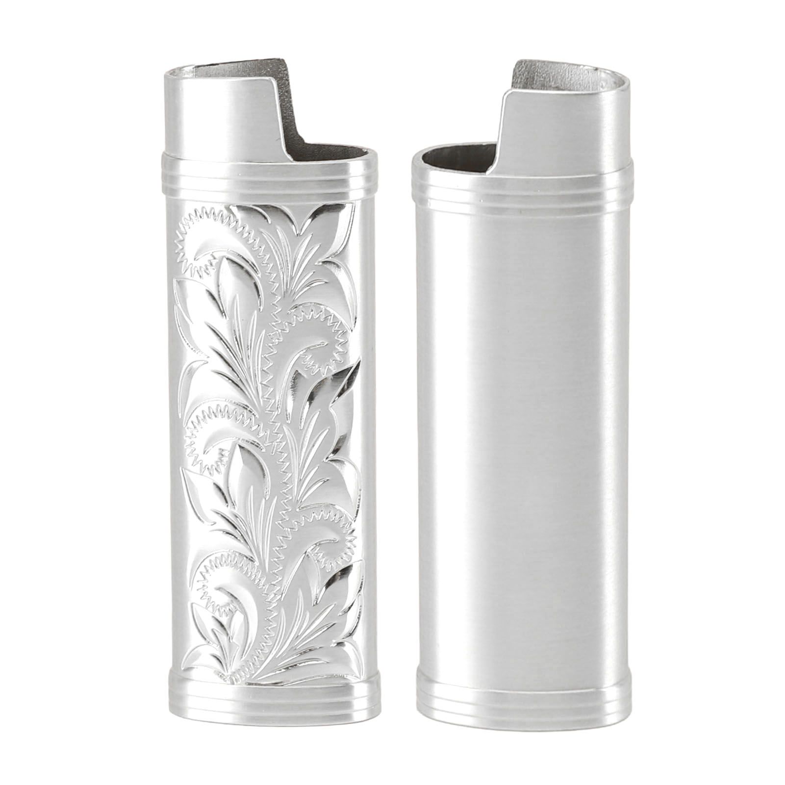 2Pcs Lighter Case Zinc Alloy Lighter Storage Container Floral Pattern for Outdoor Camping Hiking Silver - Image 8