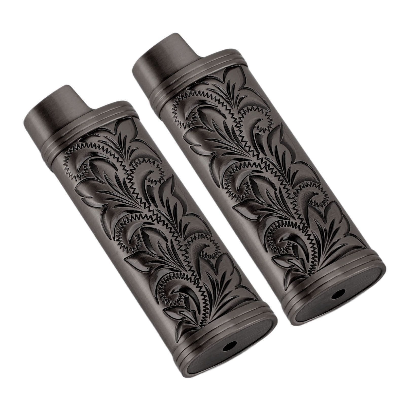 2Pcs Lighter Case Zinc Alloy Lighter Storage Container Floral Pattern for Outdoor Camping Hiking Black - Image 5