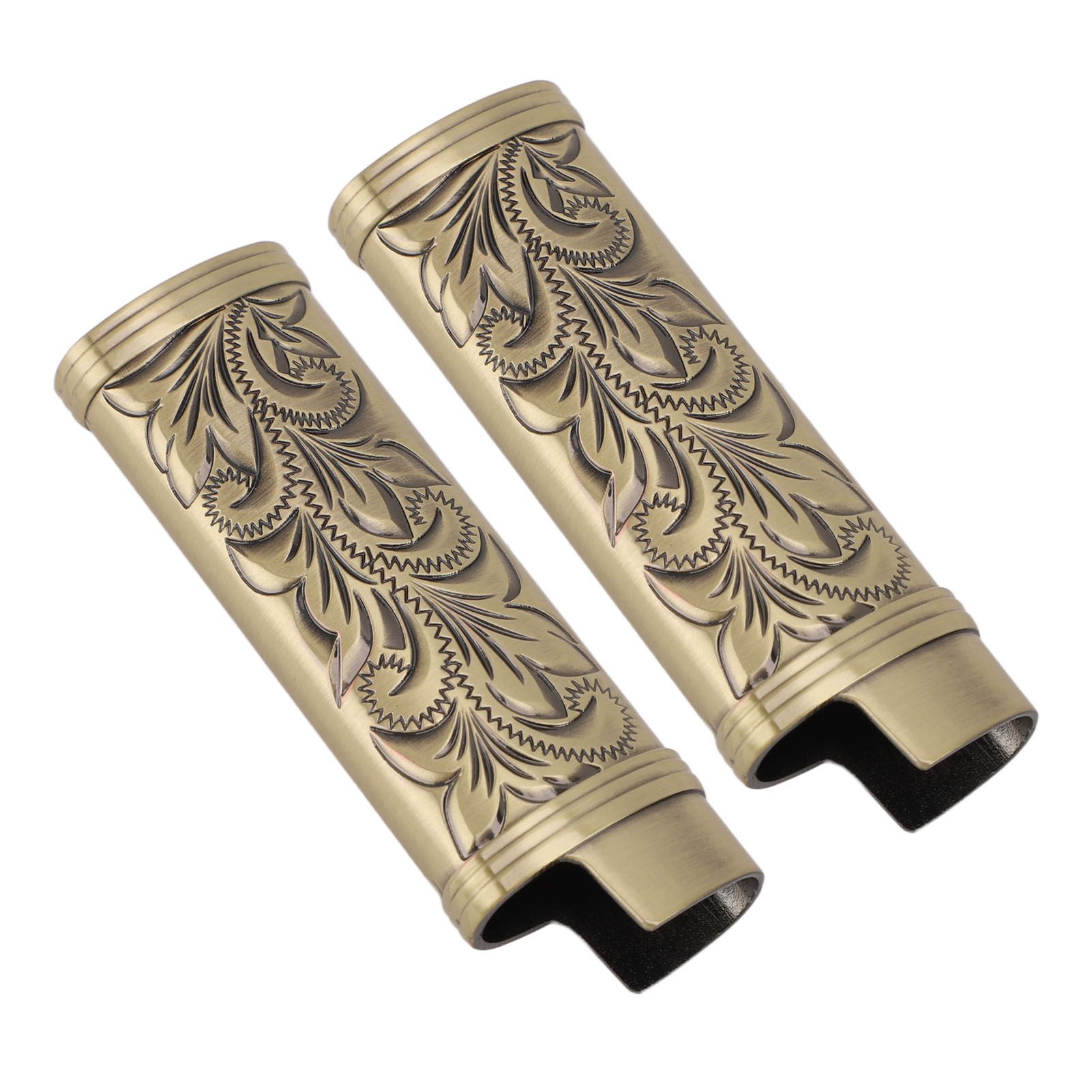 2Pcs Lighter Case Zinc Alloy Lighter Storage Container Floral Pattern for Outdoor Camping Hiking Bronze - Image 2