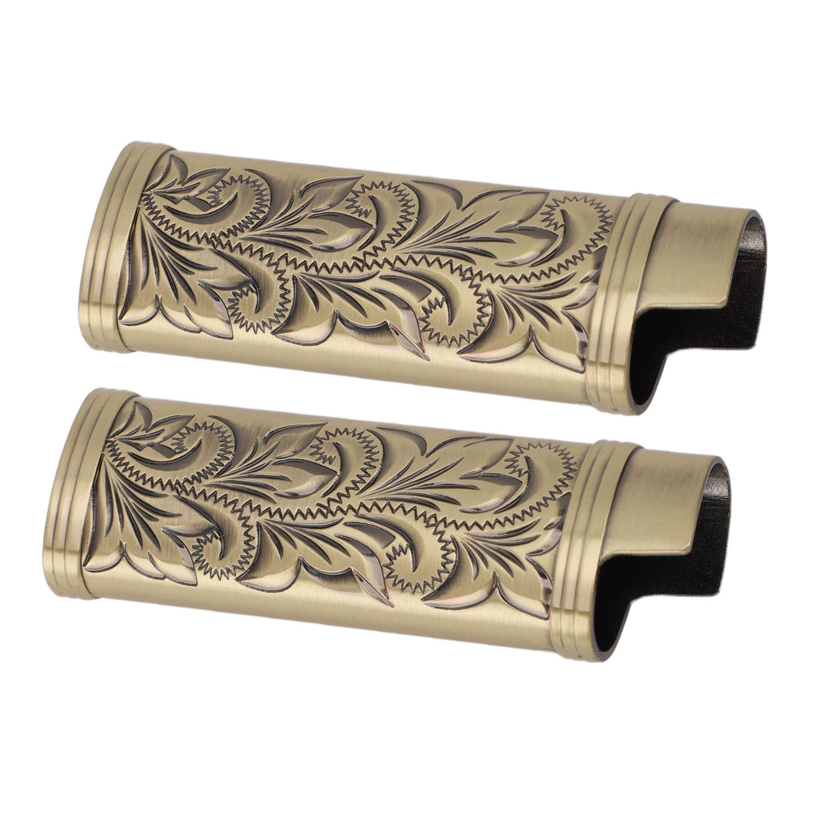 2Pcs Lighter Case Zinc Alloy Lighter Storage Container Floral Pattern for Outdoor Camping Hiking Bronze - Image 3