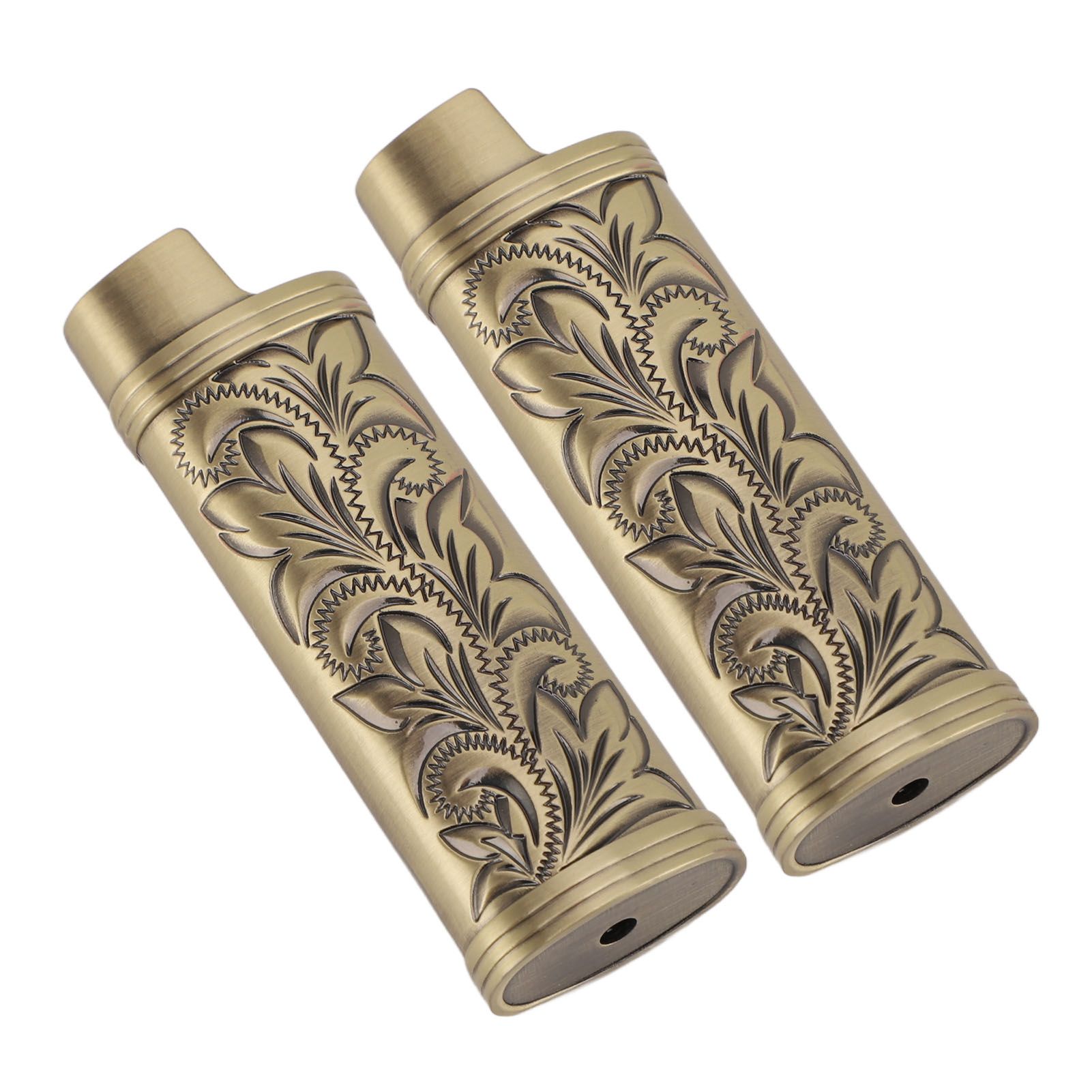2Pcs Lighter Case Zinc Alloy Lighter Storage Container Floral Pattern for Outdoor Camping Hiking Bronze - Image 5