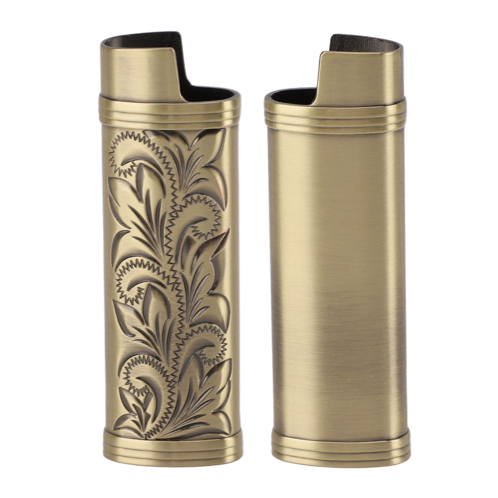2Pcs Lighter Case Zinc Alloy Lighter Storage Container Floral Pattern for Outdoor Camping Hiking Bronze - Image 7