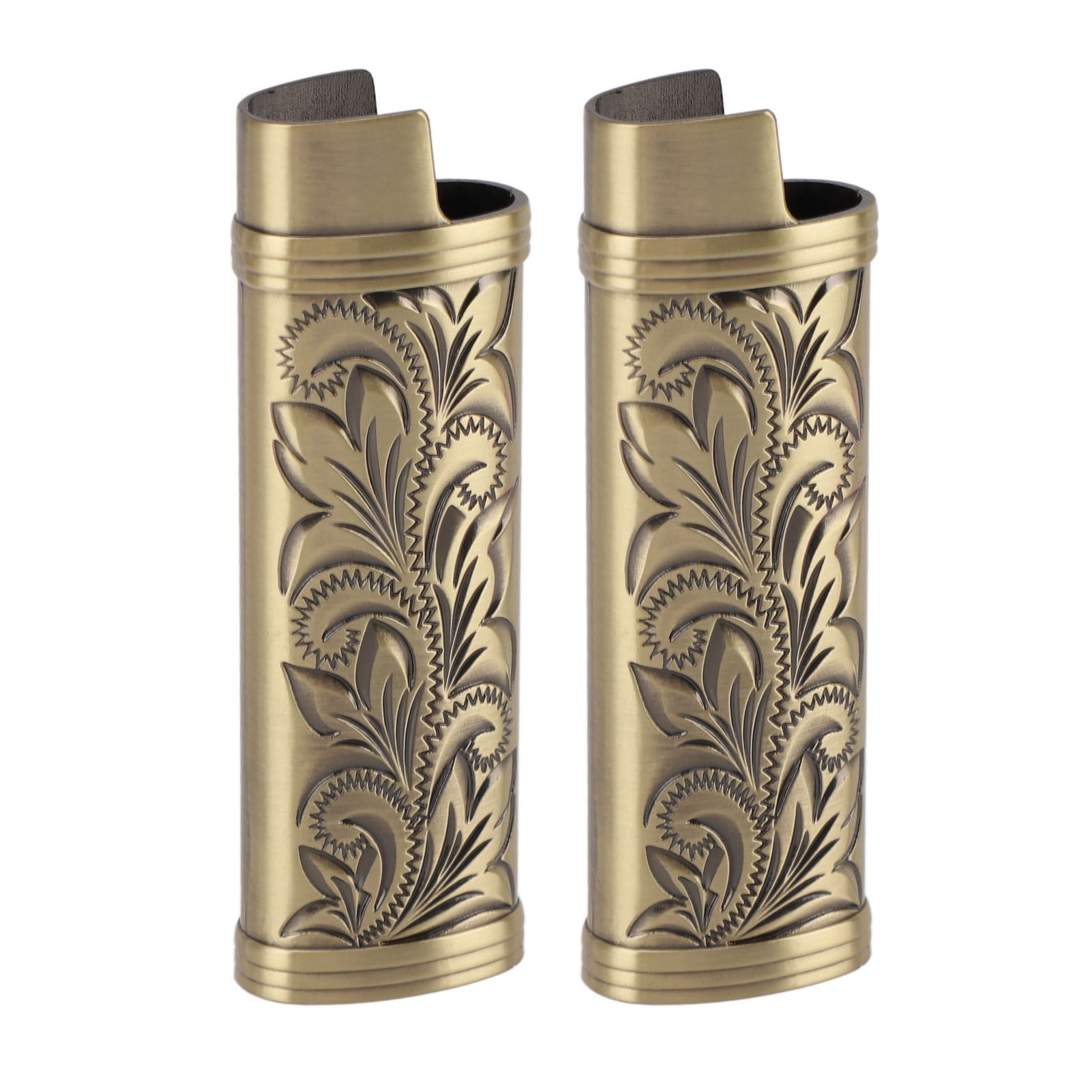 2Pcs Lighter Case Zinc Alloy Lighter Storage Container Floral Pattern for Outdoor Camping Hiking Bronze - Image 8