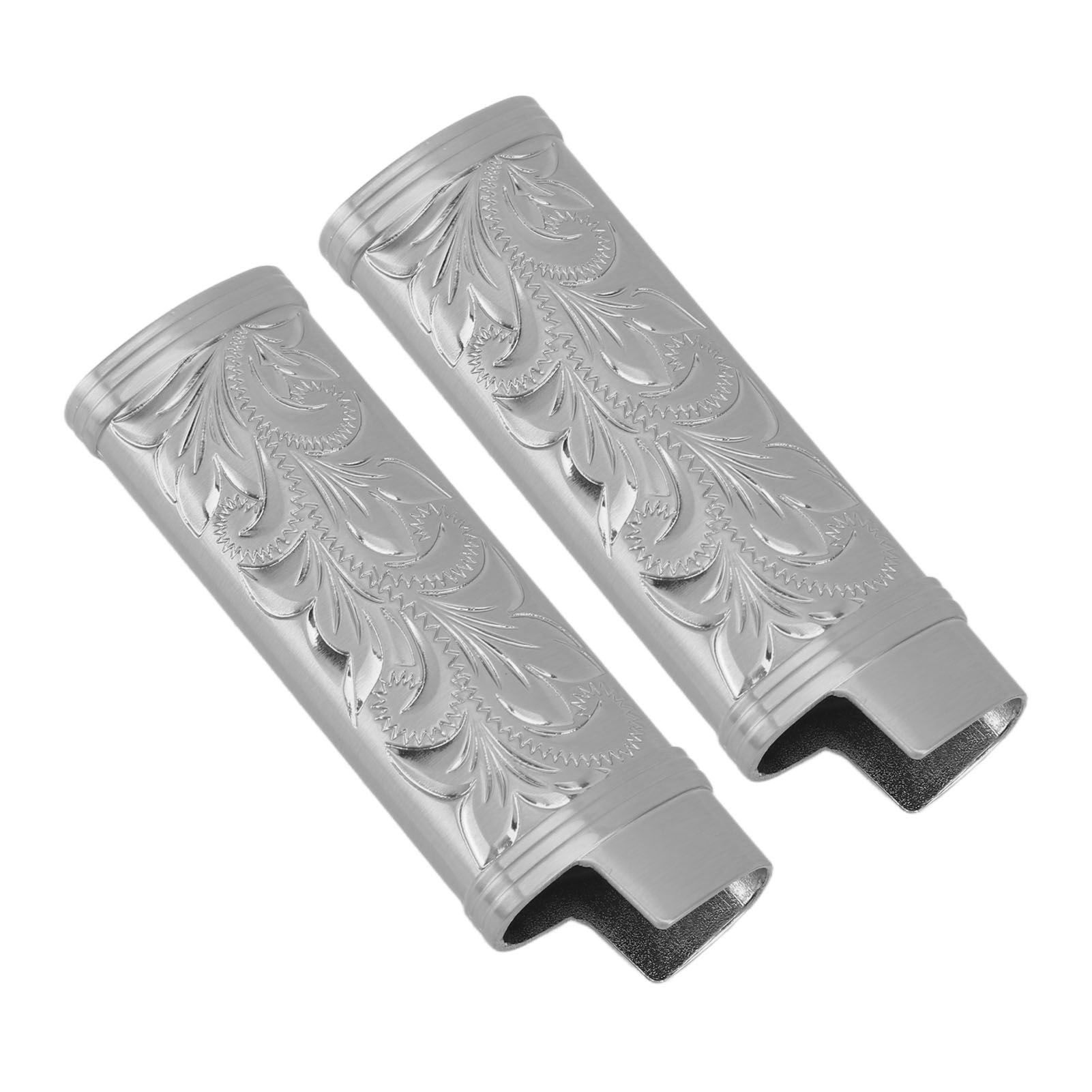 2Pcs Lighter Case Zinc Alloy Lighter Storage Container Floral Pattern for Outdoor Camping Hiking Grey - Image 3