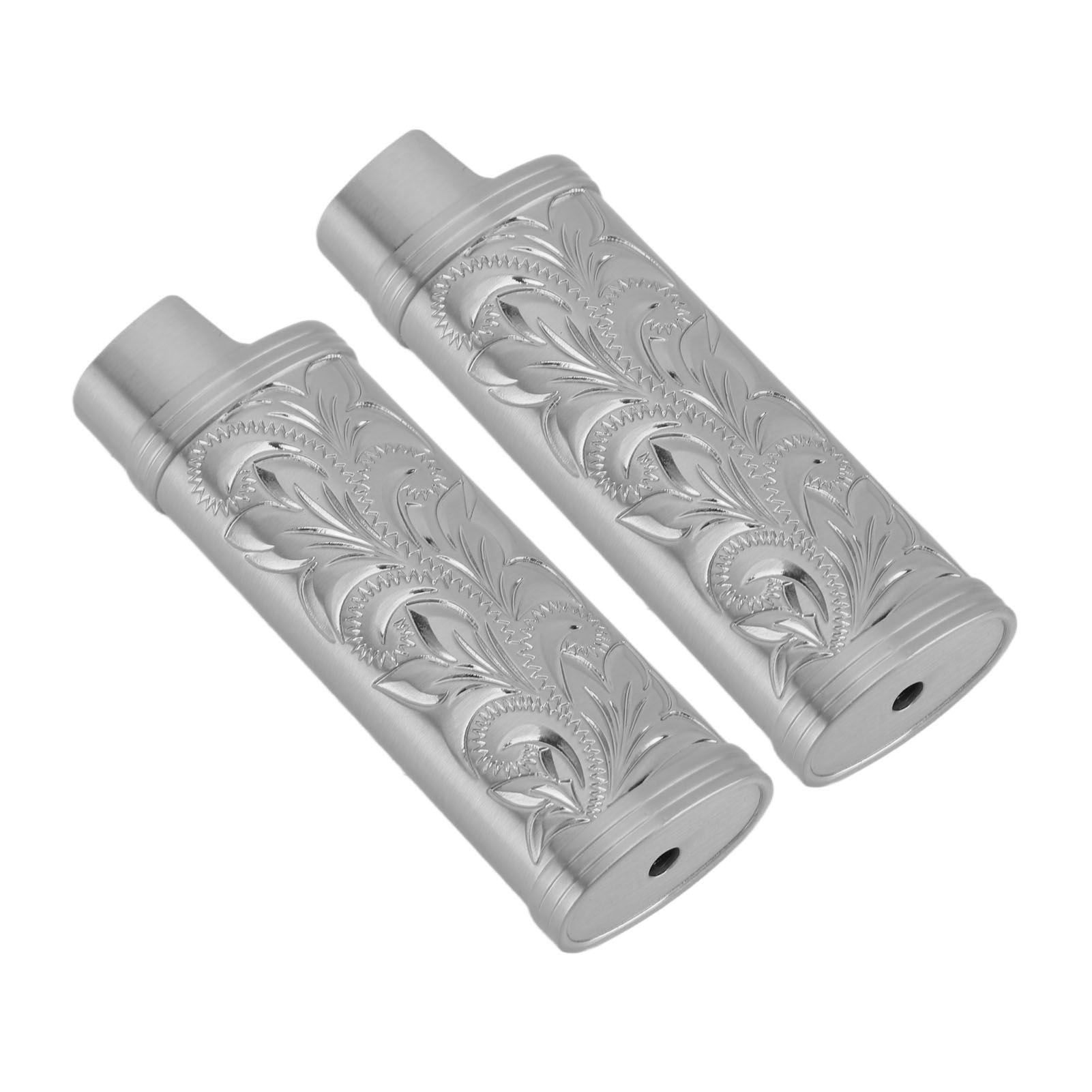2Pcs Lighter Case Zinc Alloy Lighter Storage Container Floral Pattern for Outdoor Camping Hiking Grey - Image 6