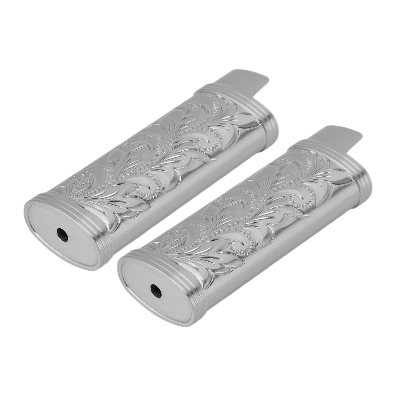 2Pcs Lighter Case Zinc Alloy Lighter Storage Container Floral Pattern for Outdoor Camping Hiking Grey - Image 7