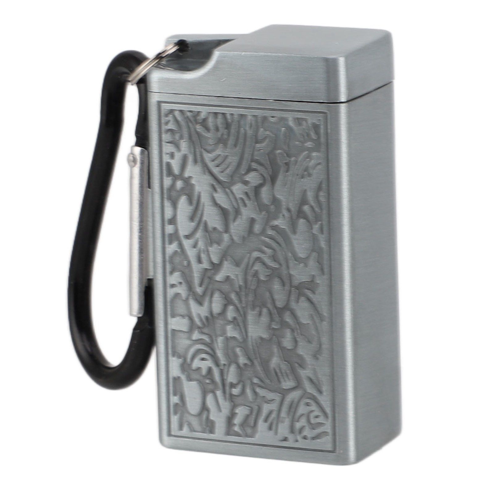 Portable Ashtray Pocket Covered with Lid Aluminum Alloy with Mini Embossed Pattern for Bar Indoor Outdoor Home Office Silver - Image 2