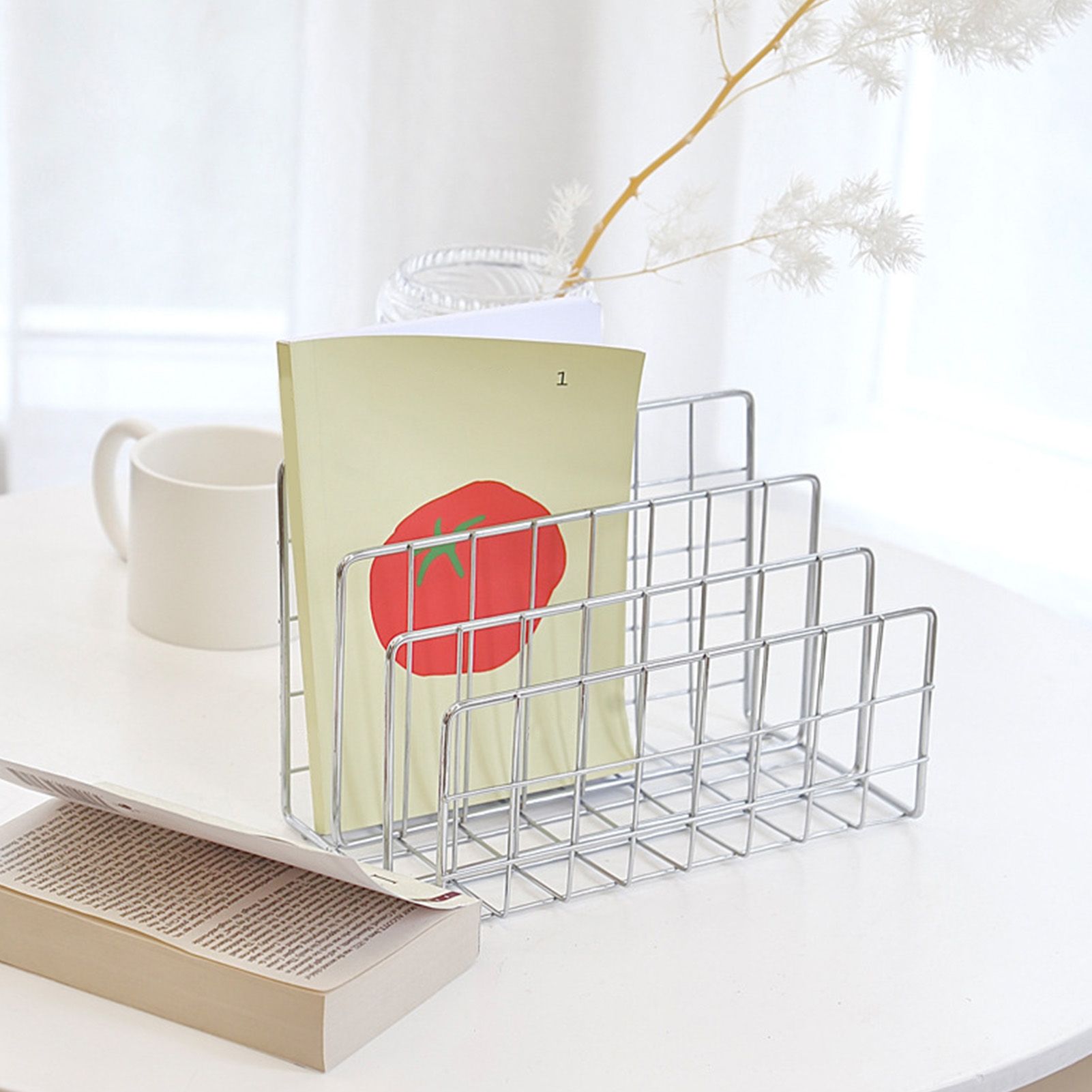 Book Sorter File Magazine Display Organizer Iron Bookend Home Decoration for Office Shelf - Image 6