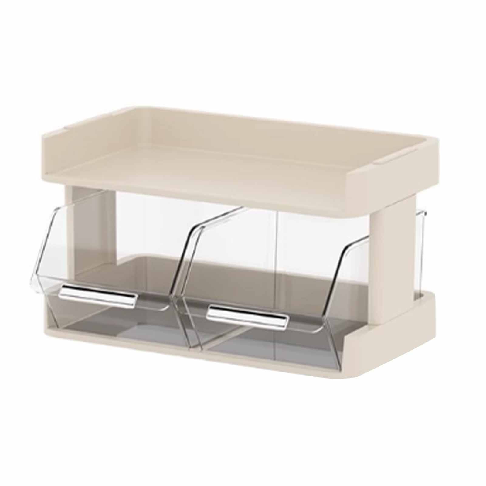 Tea Bag Organizer Office Bar Desktop Tea Bag Coffee Capsule Storage Rack Multilayer Countertop Organizer Cream White 2 Layer 30x17x16.5cm - Image 1