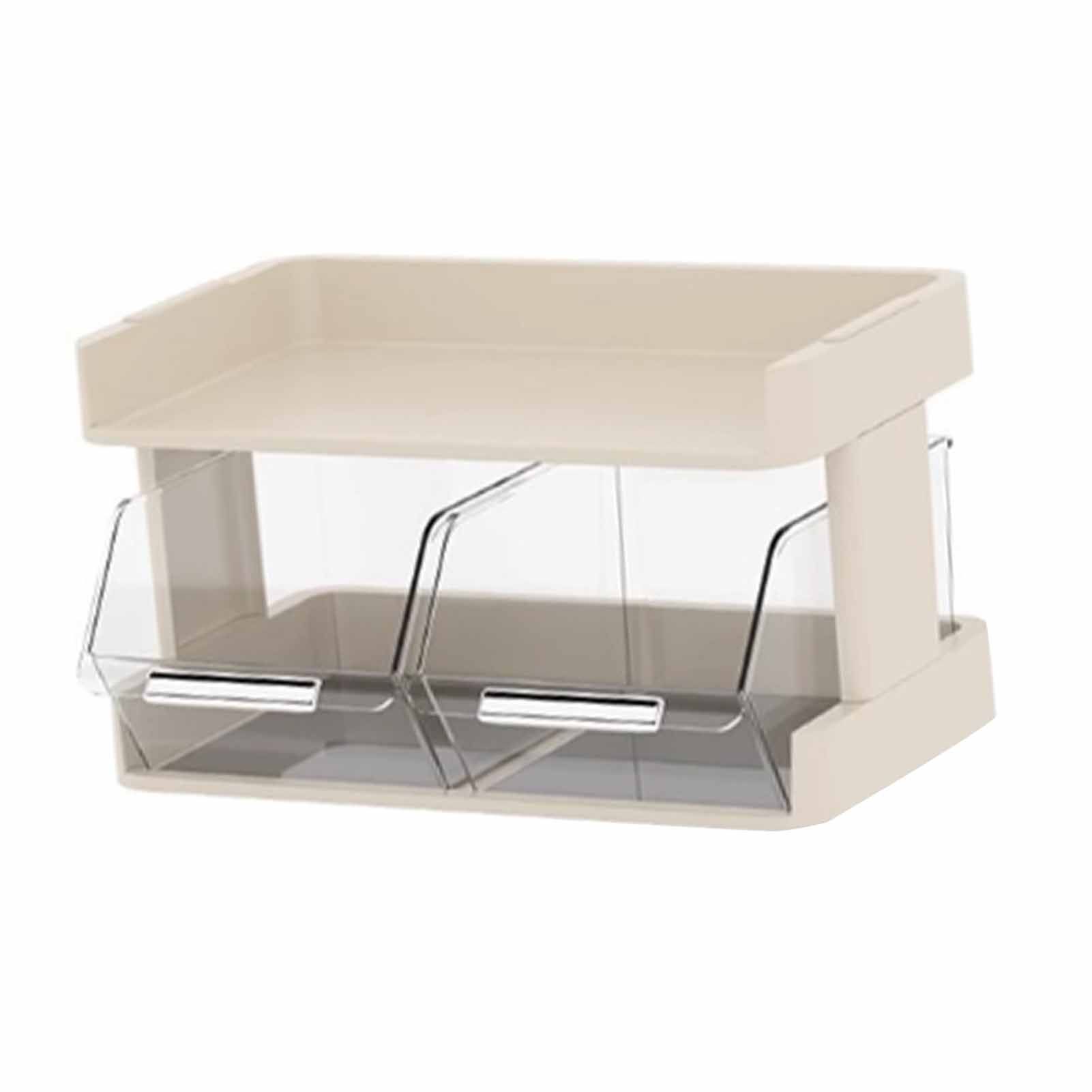 Tea Bag Organizer Office Bar Desktop Tea Bag Coffee Capsule Storage Rack Multilayer Countertop Organizer Cream White 2 Layer 30x17x16.5cm - Image 3
