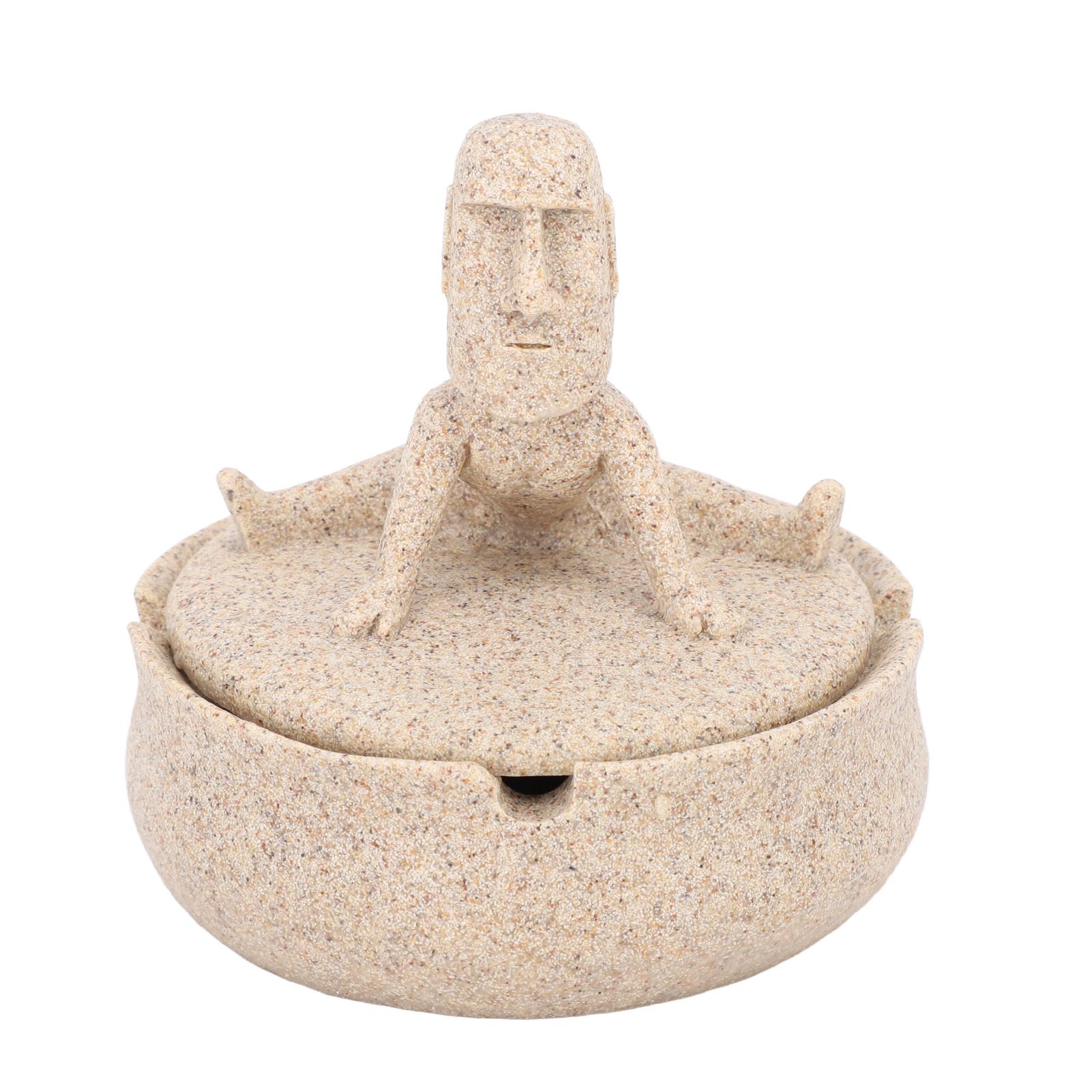 Resin Easter Island Moai Statue Ashtray Decorative Quirky Moai Ashtray Home Decor Table Desktop Ornament with Lid - Image 1