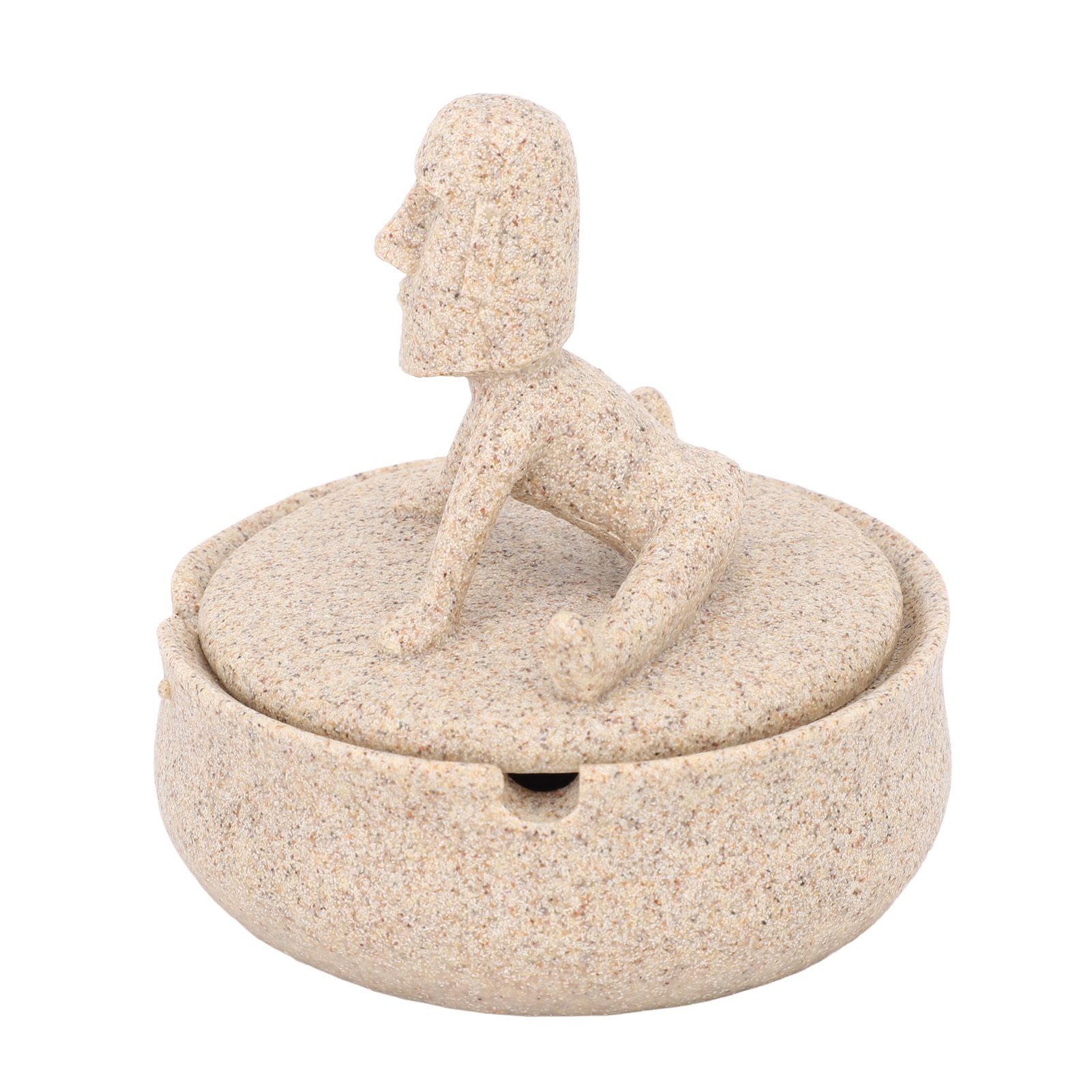 Resin Easter Island Moai Statue Ashtray Decorative Quirky Moai Ashtray Home Decor Table Desktop Ornament with Lid - Image 2