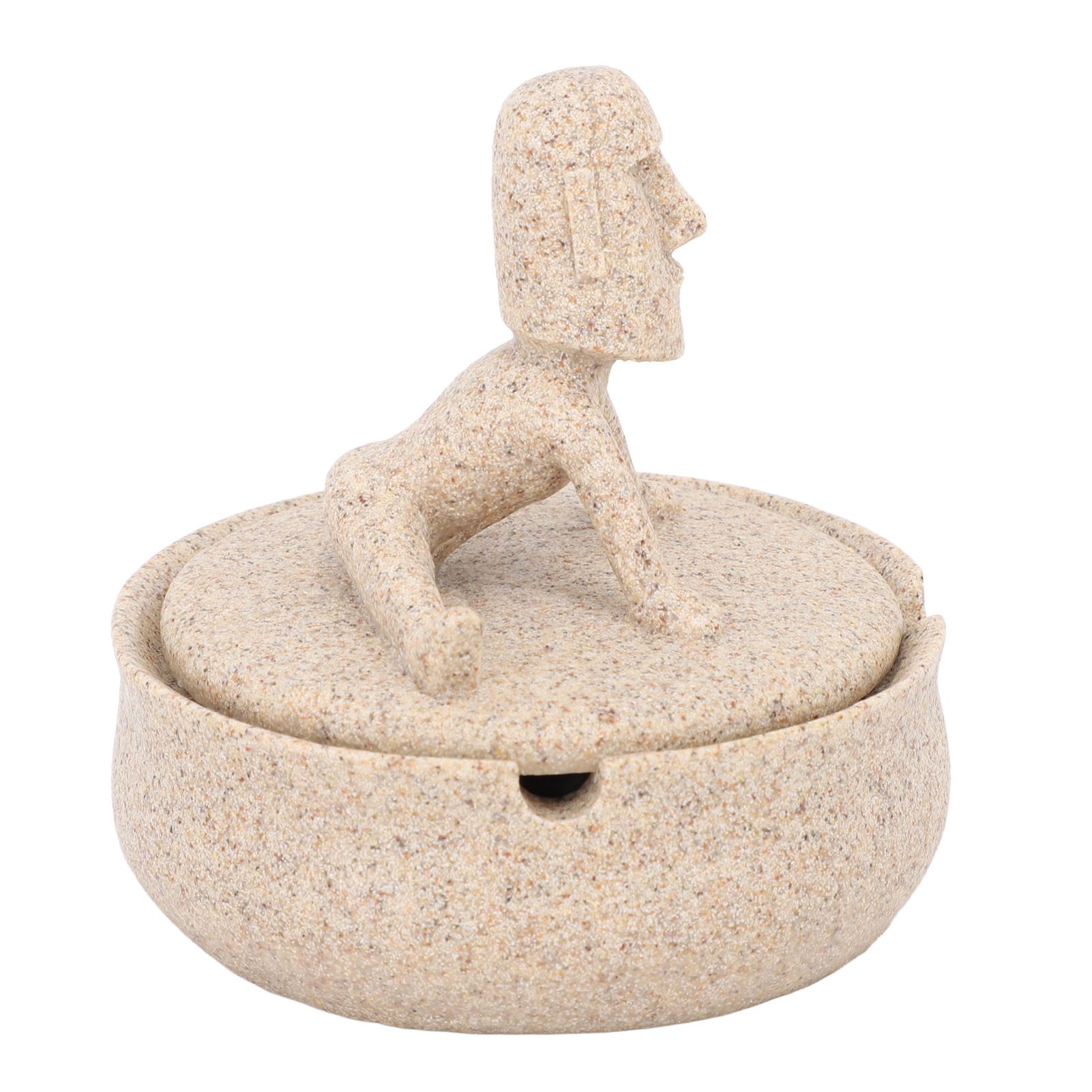 Resin Easter Island Moai Statue Ashtray Decorative Quirky Moai Ashtray Home Decor Table Desktop Ornament with Lid - Image 3