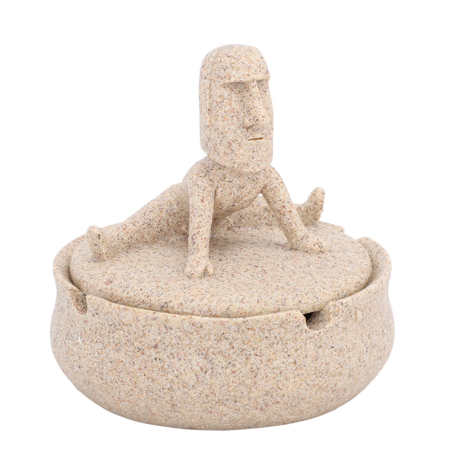 Resin Easter Island Moai Statue Ashtray Decorative Quirky Moai Ashtray Home Decor Table Desktop Ornament with Lid - Image 4