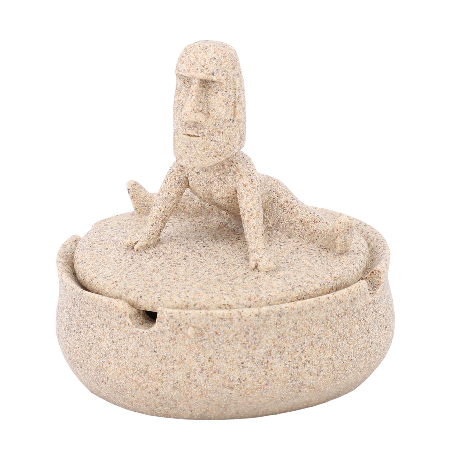 Resin Easter Island Moai Statue Ashtray Decorative Quirky Moai Ashtray Home Decor Table Desktop Ornament with Lid - Image 5