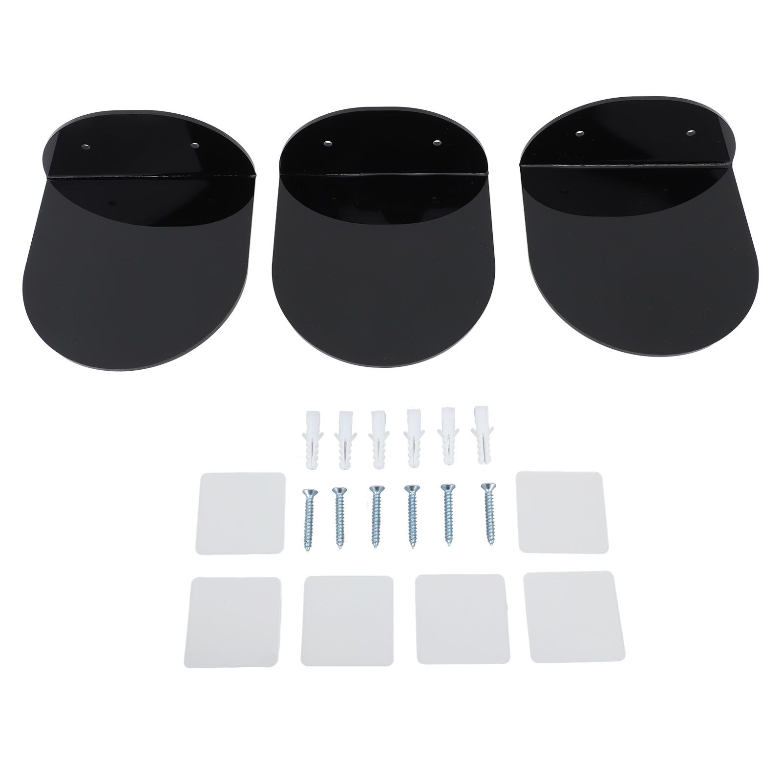 3pcs Wall Speaker Floating Shelves Acrylic Waterproof Wall Mounted Speaker Display Stand for Baby Camera Small Alarm Clock Black - Image 1