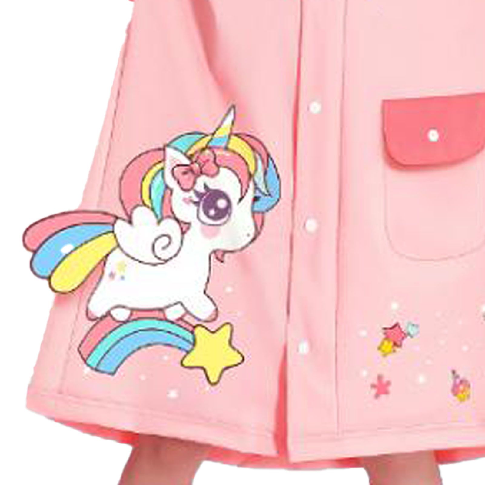 Kids Raincoat Waterproof Cute Pattern Lightweight Portable Children Hooded Rainwear for Girl Boy Pink L - Image 7