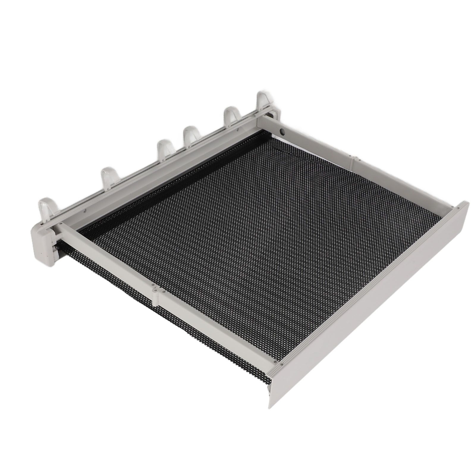 Retractable Clothes Drying Rack with Template Wall Mount Mesh Breathable Platform Aluminium Laundry Drying Rack for Patio Bathroom White - Image 5