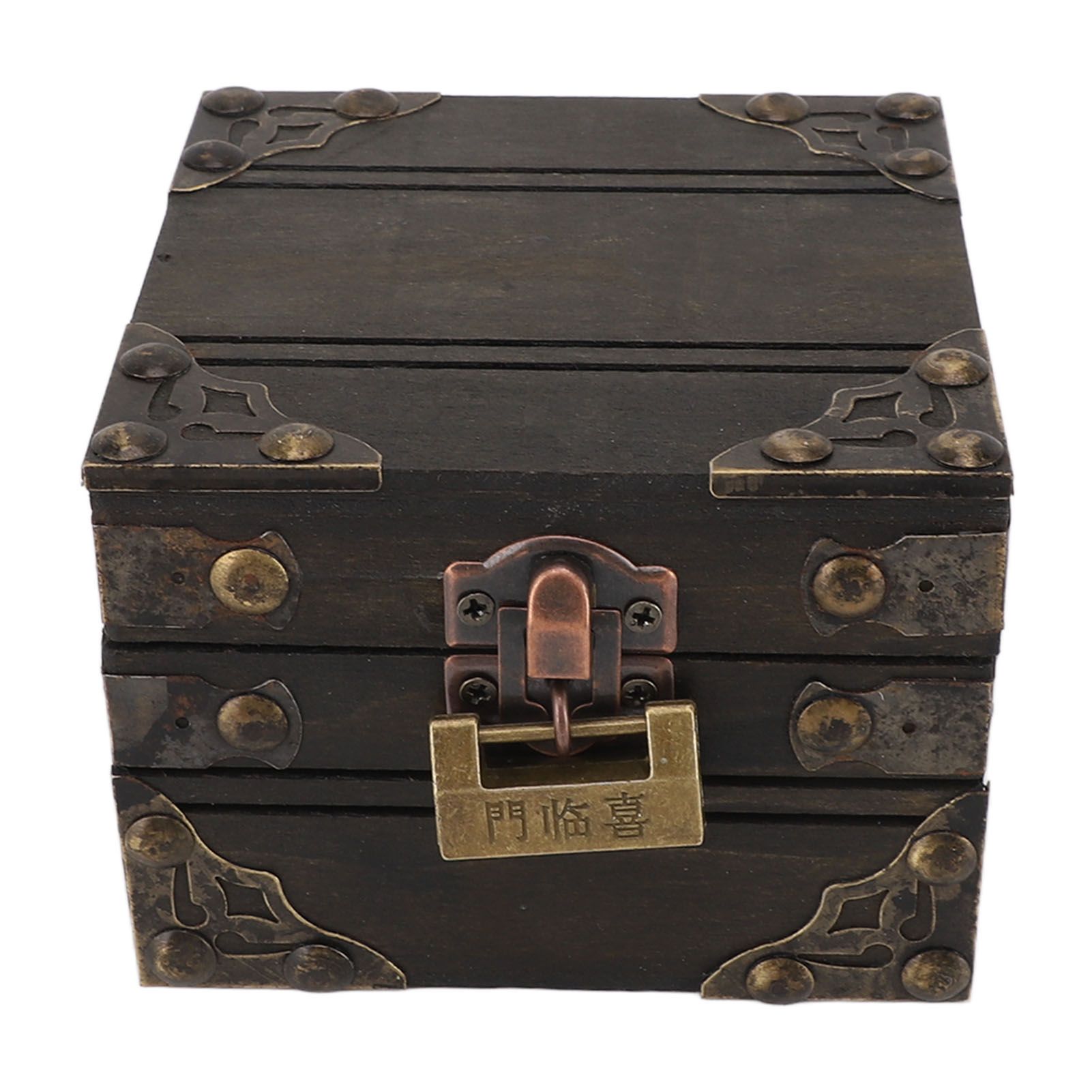 Large Jewelry Box Large Capacity Antique Durable Wood Dark Grey Vintage Jewelry Box with Metal Lock for Jewelry Trinkets - Image 3