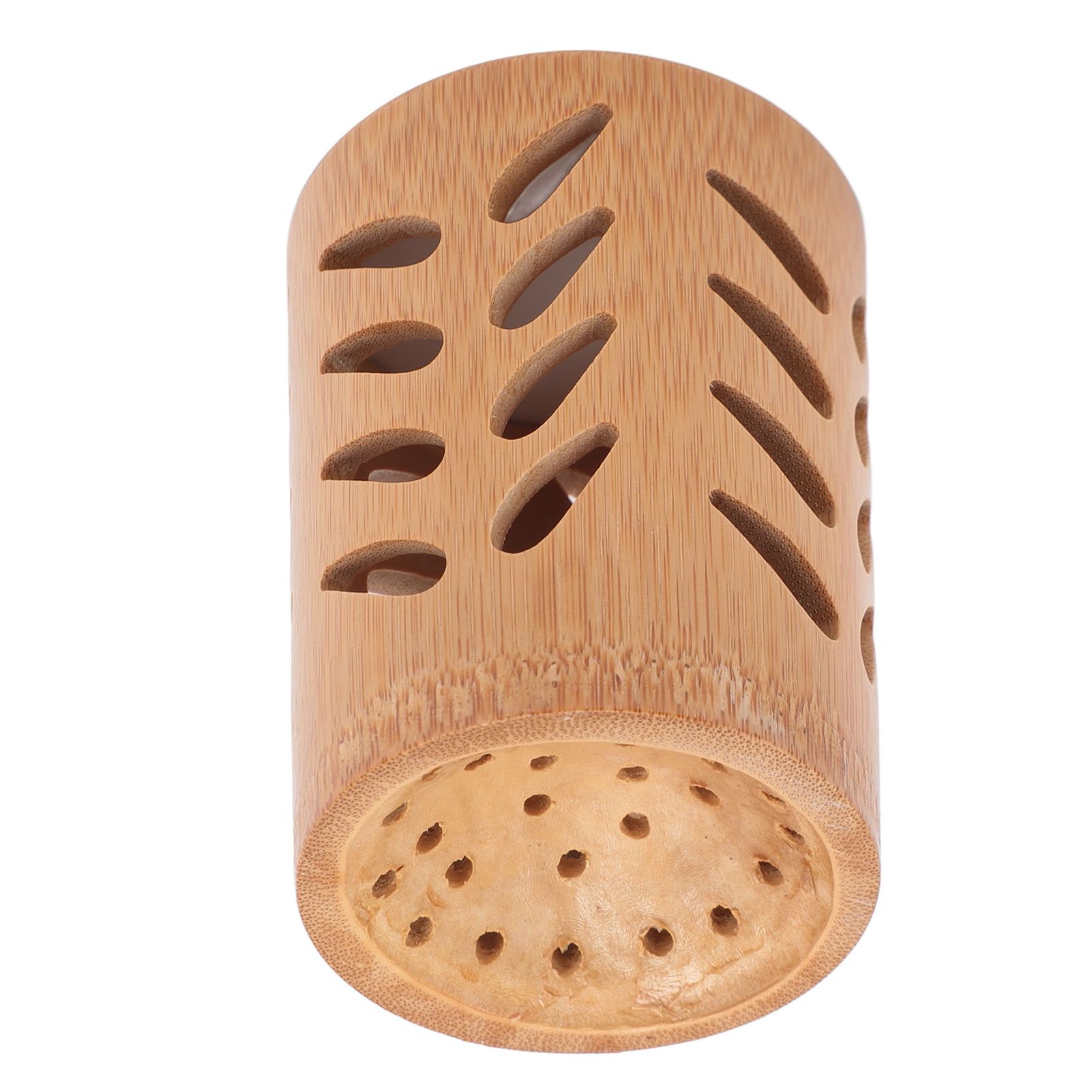 Storage Bucket Multi Purpose Cup Shape Bamboo Toothbrush Holder with Drainage Holes for Makeup Brushes - Image 4