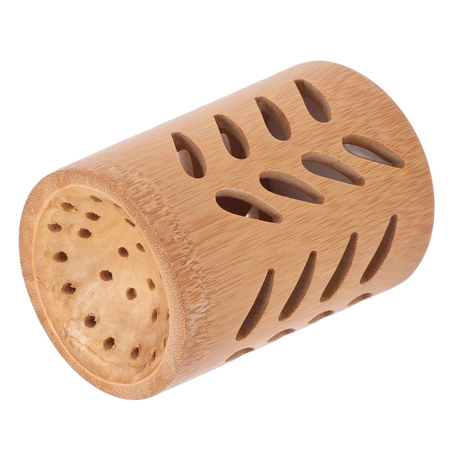 Storage Bucket Multi Purpose Cup Shape Bamboo Toothbrush Holder with Drainage Holes for Makeup Brushes - Image 5