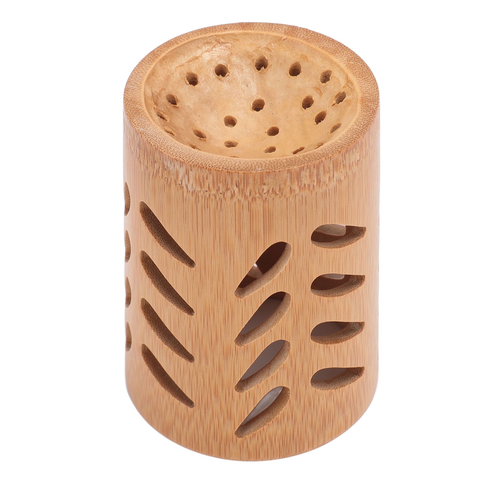 Storage Bucket Multi Purpose Cup Shape Bamboo Toothbrush Holder with Drainage Holes for Makeup Brushes - Image 6