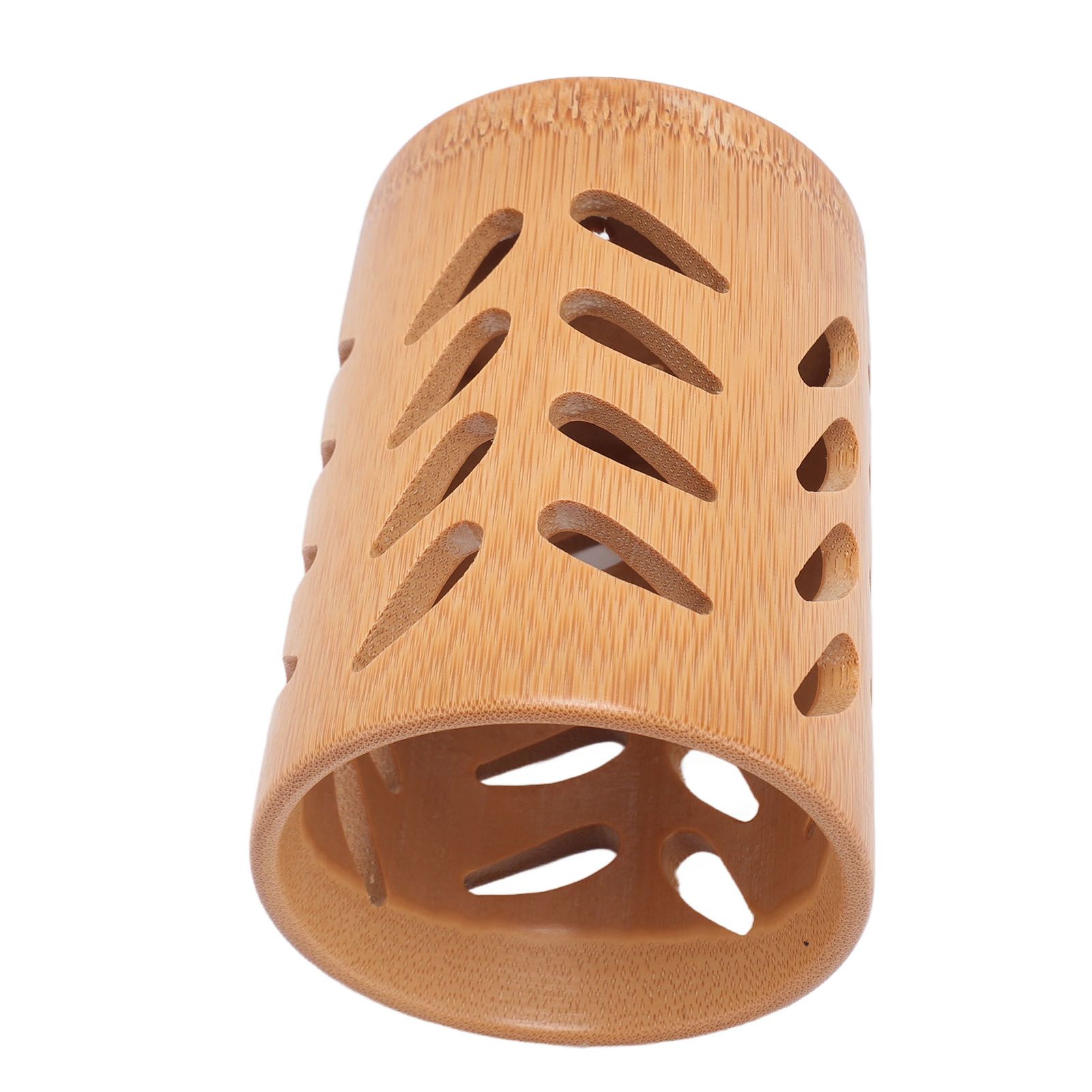 Storage Bucket Multi Purpose Cup Shape Bamboo Toothbrush Holder with Drainage Holes for Makeup Brushes - Image 7
