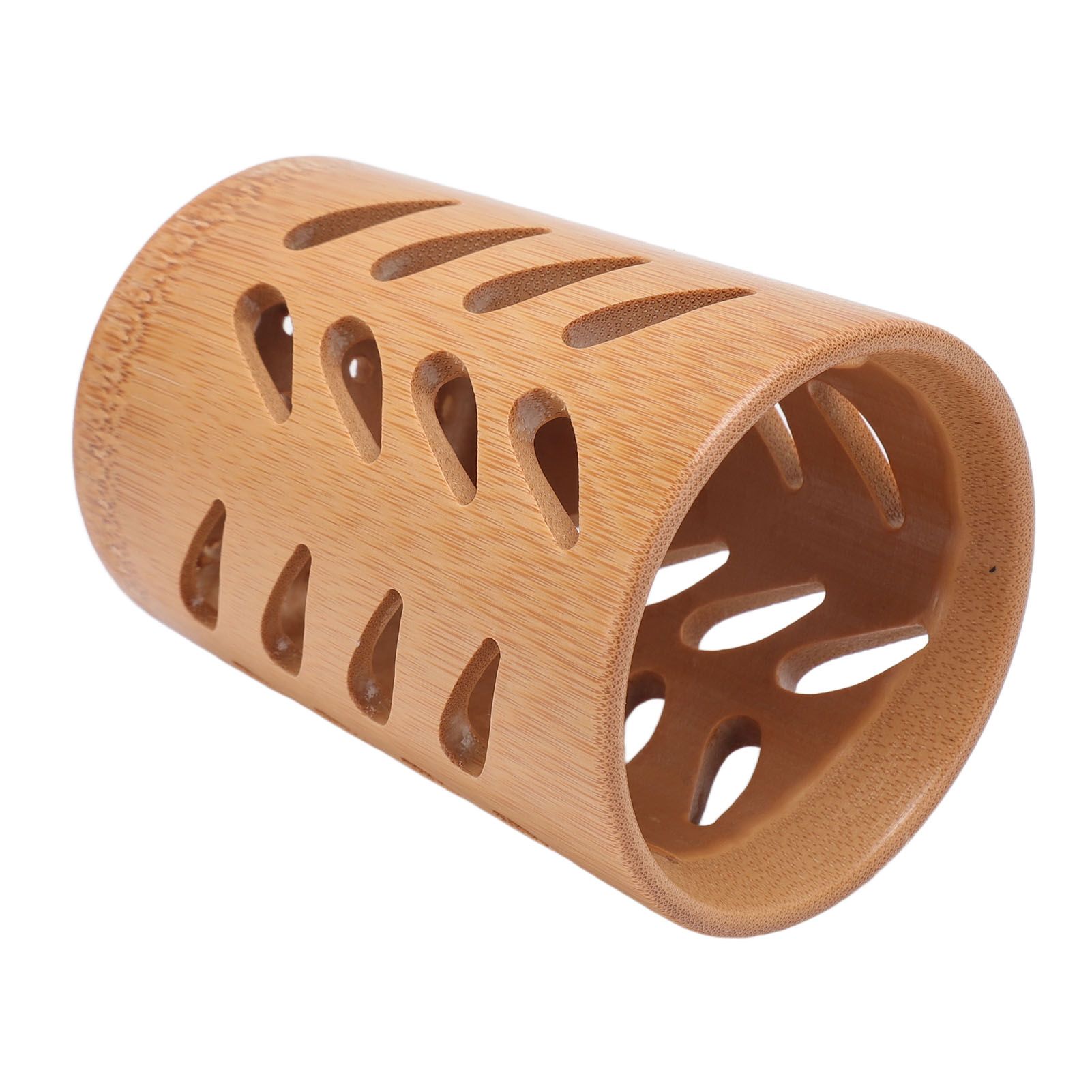 Storage Bucket Multi Purpose Cup Shape Bamboo Toothbrush Holder with Drainage Holes for Makeup Brushes - Image 8