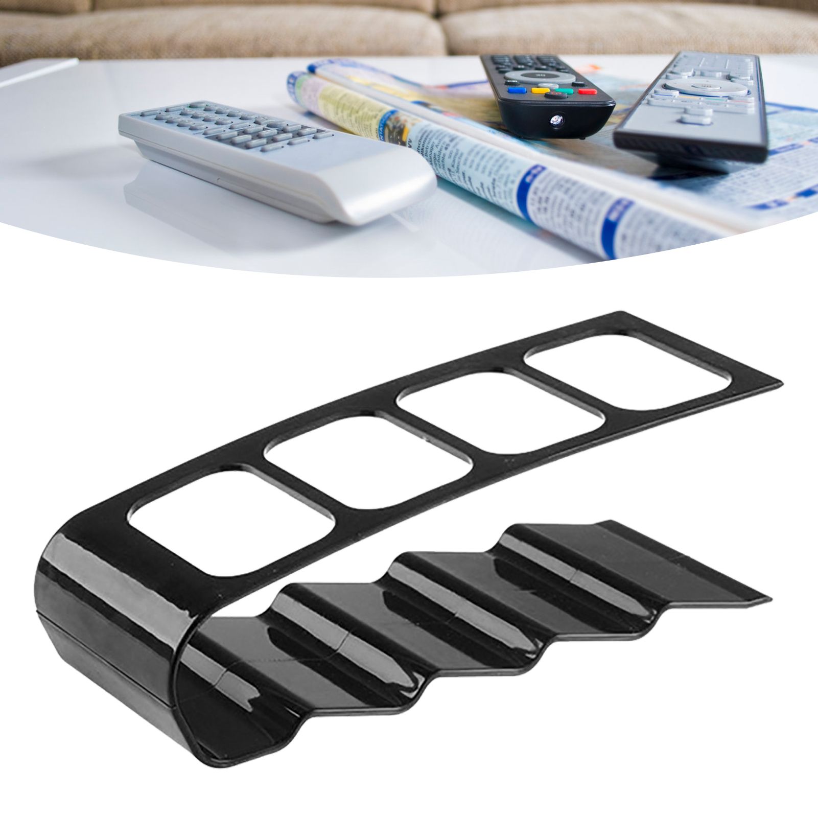 Remote Control Holder with 4 Compartments Plastic Easily Accessible TV Remote Caddy for Media Accessories Black - Image 5