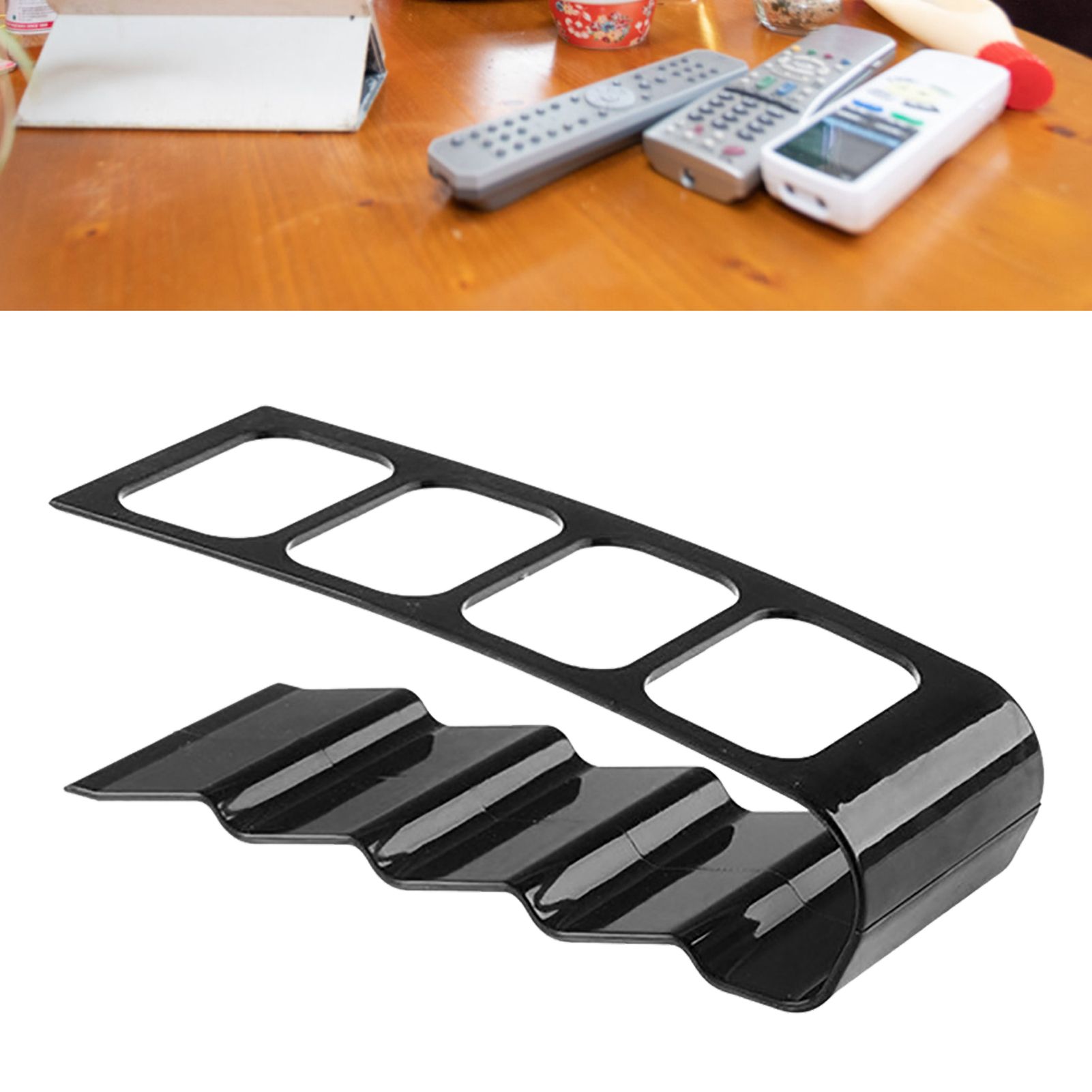 Remote Control Holder with 4 Compartments Plastic Easily Accessible TV Remote Caddy for Media Accessories Black - Image 6