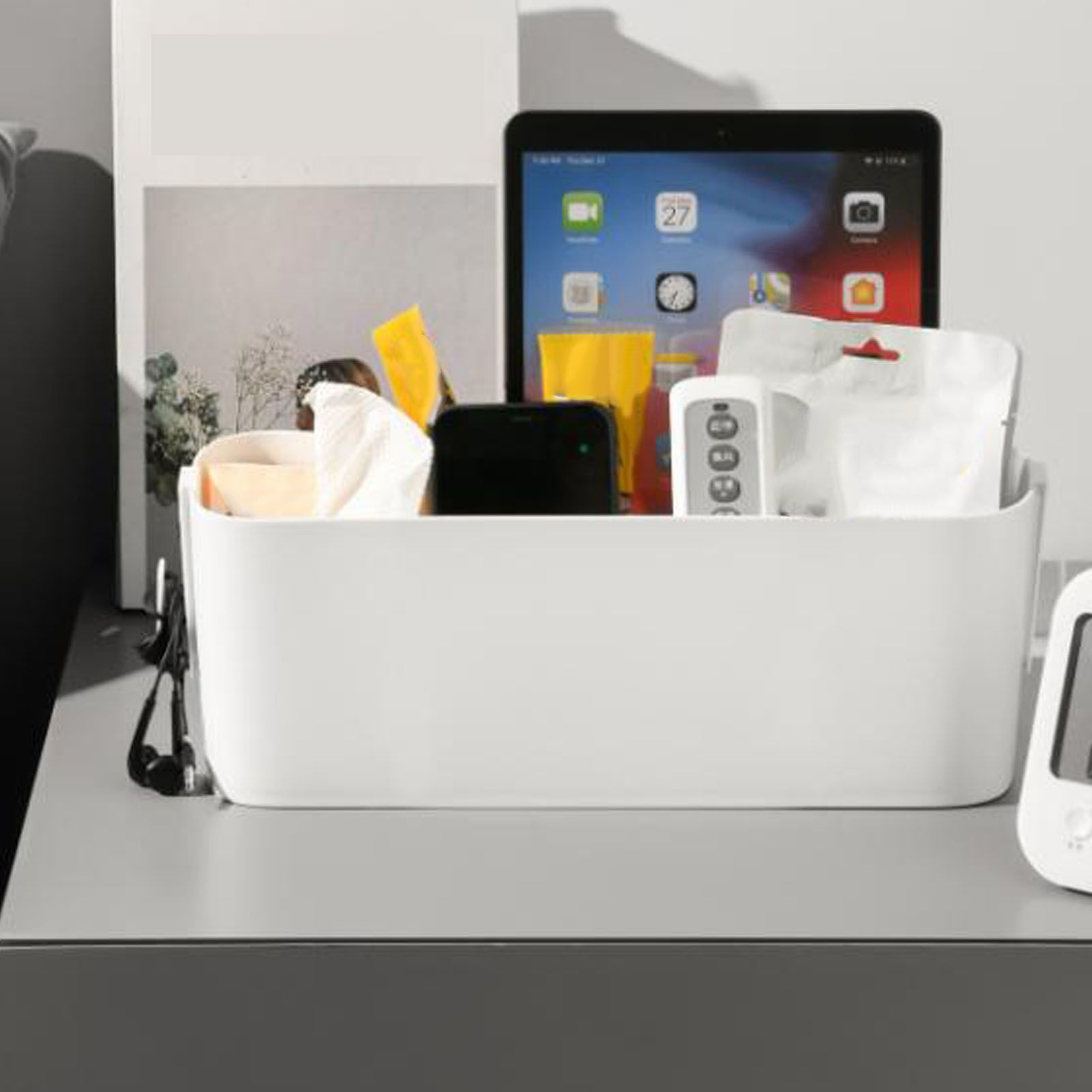 Hanging Storage Container Multifunctional Space Saving Wall Mounted Storage Box Makeup Organizer Tissue Box White - Image 6