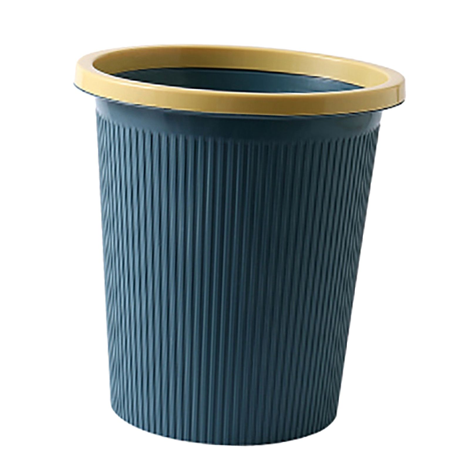 Trash Bin Plastic Exquisite Modern Garbage Container Can for Bathroom Kitchen Living Room Large Dark Blue - Image 2