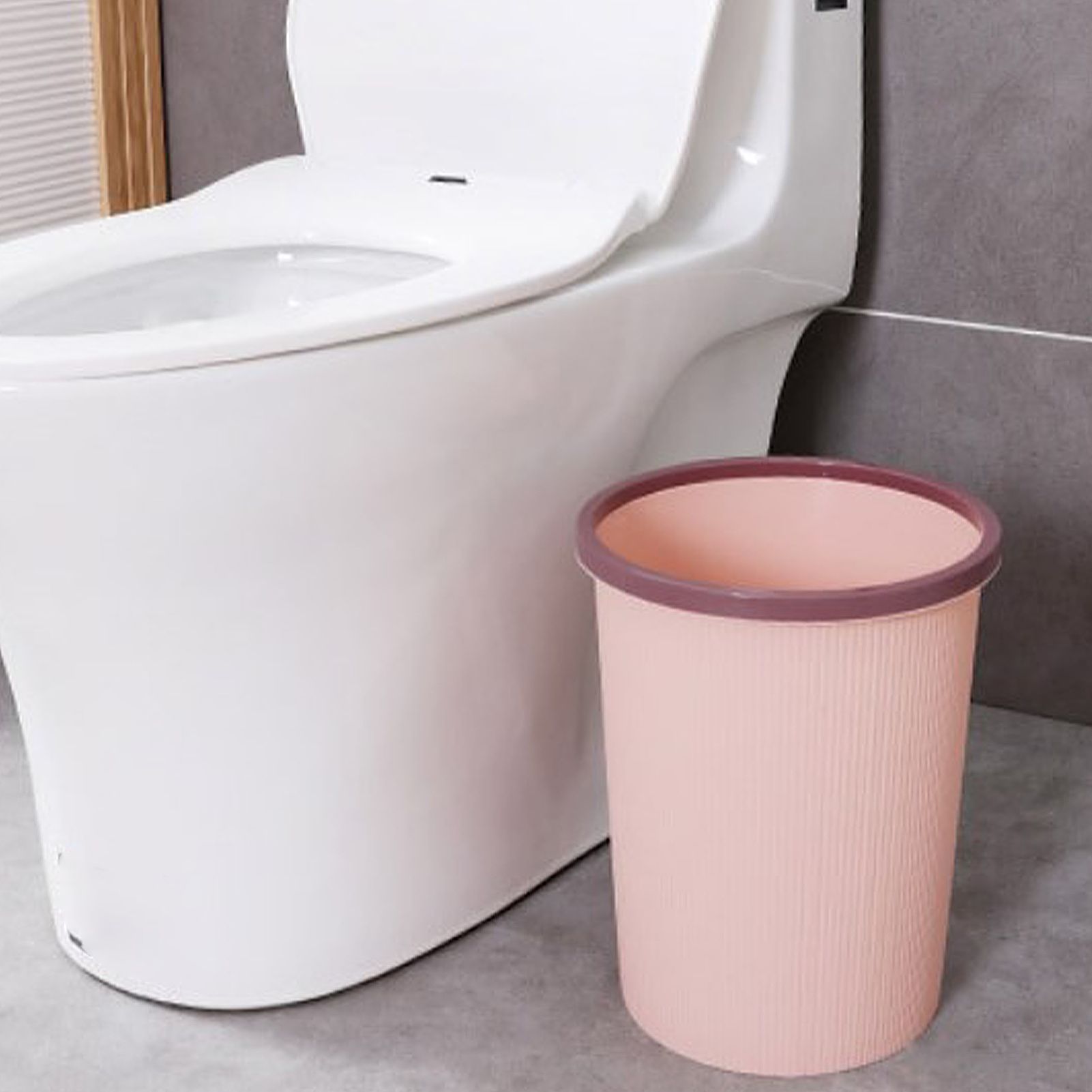 Trash Bin Plastic Exquisite Modern Garbage Container Can for Bathroom Kitchen Living Room Large Pink - Image 5