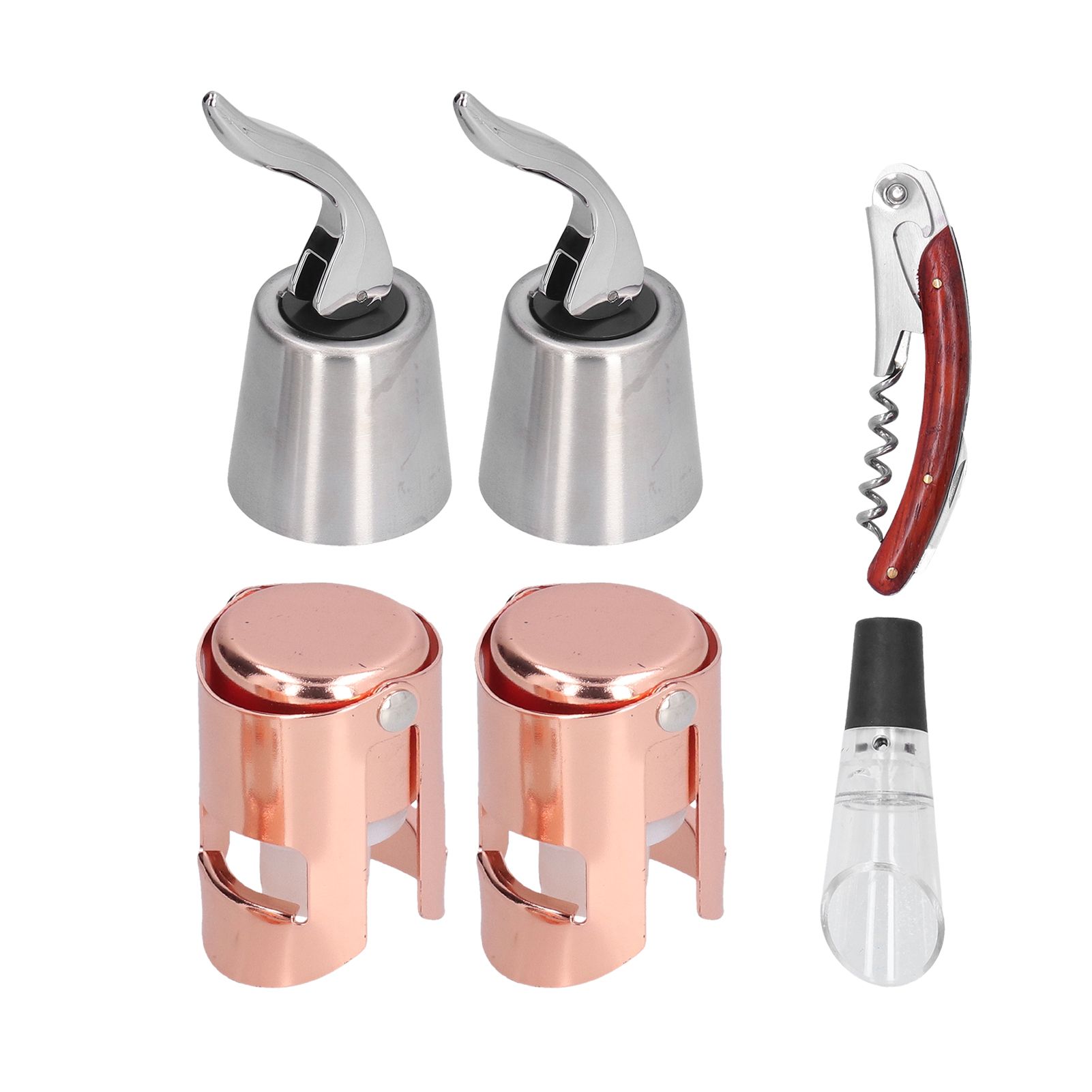 6pcs Wine Tool Kit Champagne Stopper Wine Preservation Cork Wine Bottle Opener for Home Kitchen - Image 1