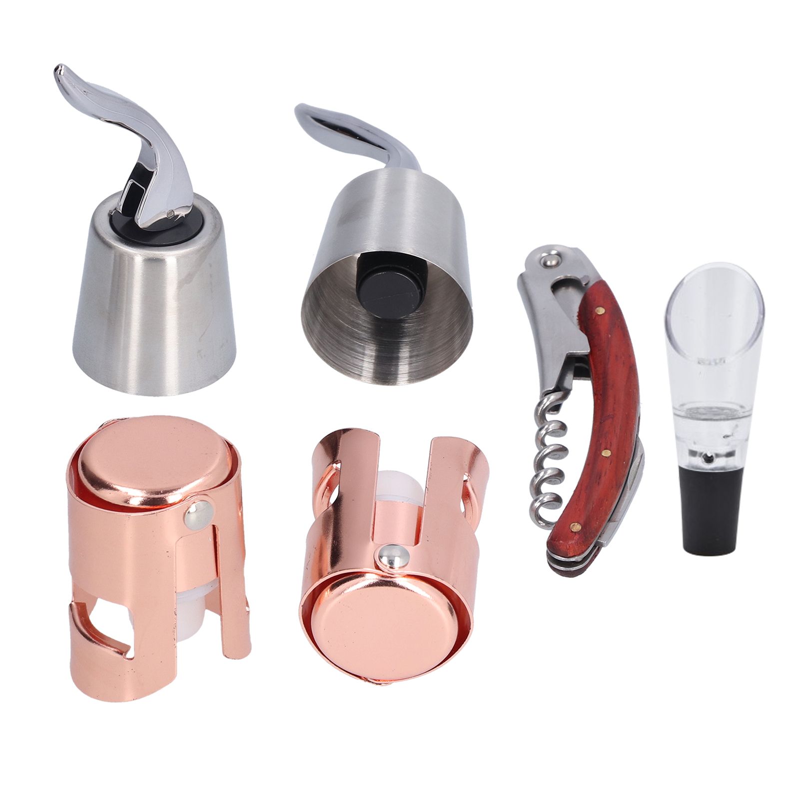 6pcs Wine Tool Kit Champagne Stopper Wine Preservation Cork Wine Bottle Opener for Home Kitchen - Image 2