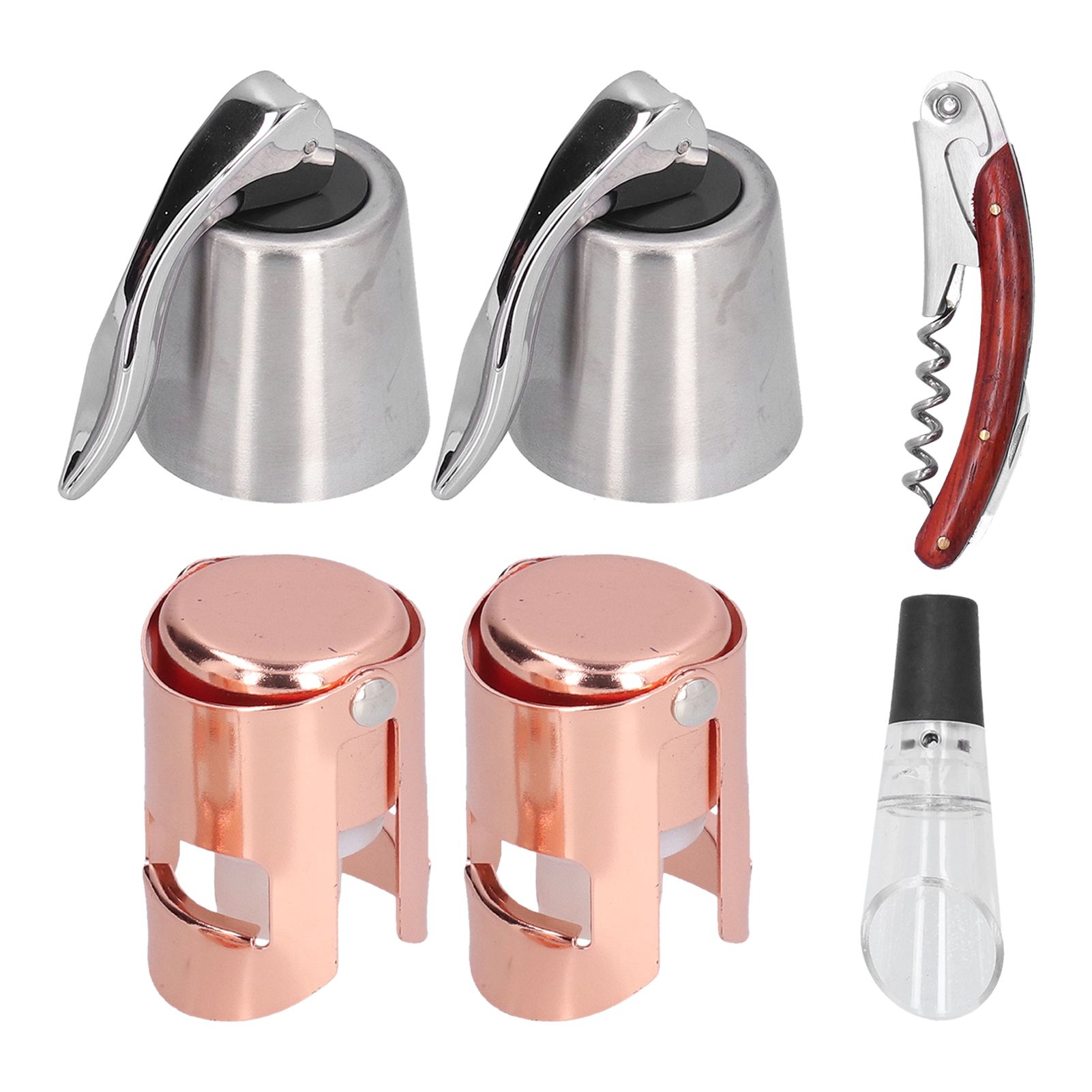 6pcs Wine Tool Kit Champagne Stopper Wine Preservation Cork Wine Bottle Opener for Home Kitchen - Image 4
