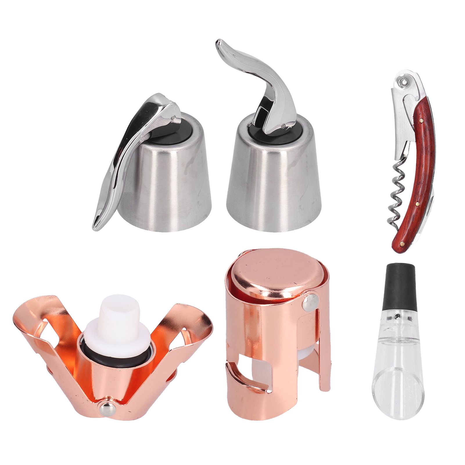 6pcs Wine Tool Kit Champagne Stopper Wine Preservation Cork Wine Bottle Opener for Home Kitchen - Image 6