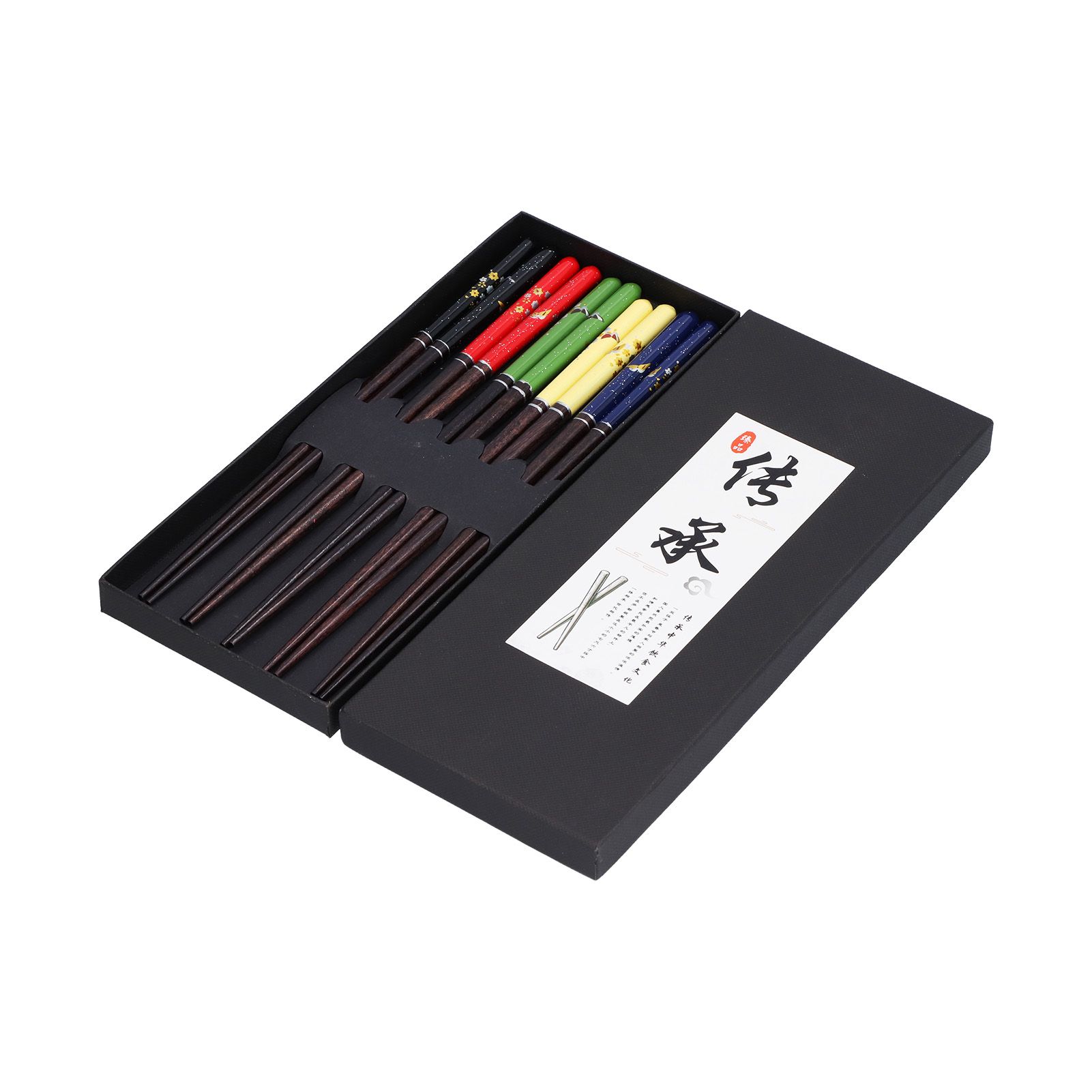 5 Pairs Chopsticks Wood Reusable Butterfly Flower Printing Gift Box Pointed Chopsticks for Restaurant Hotel - Image 5