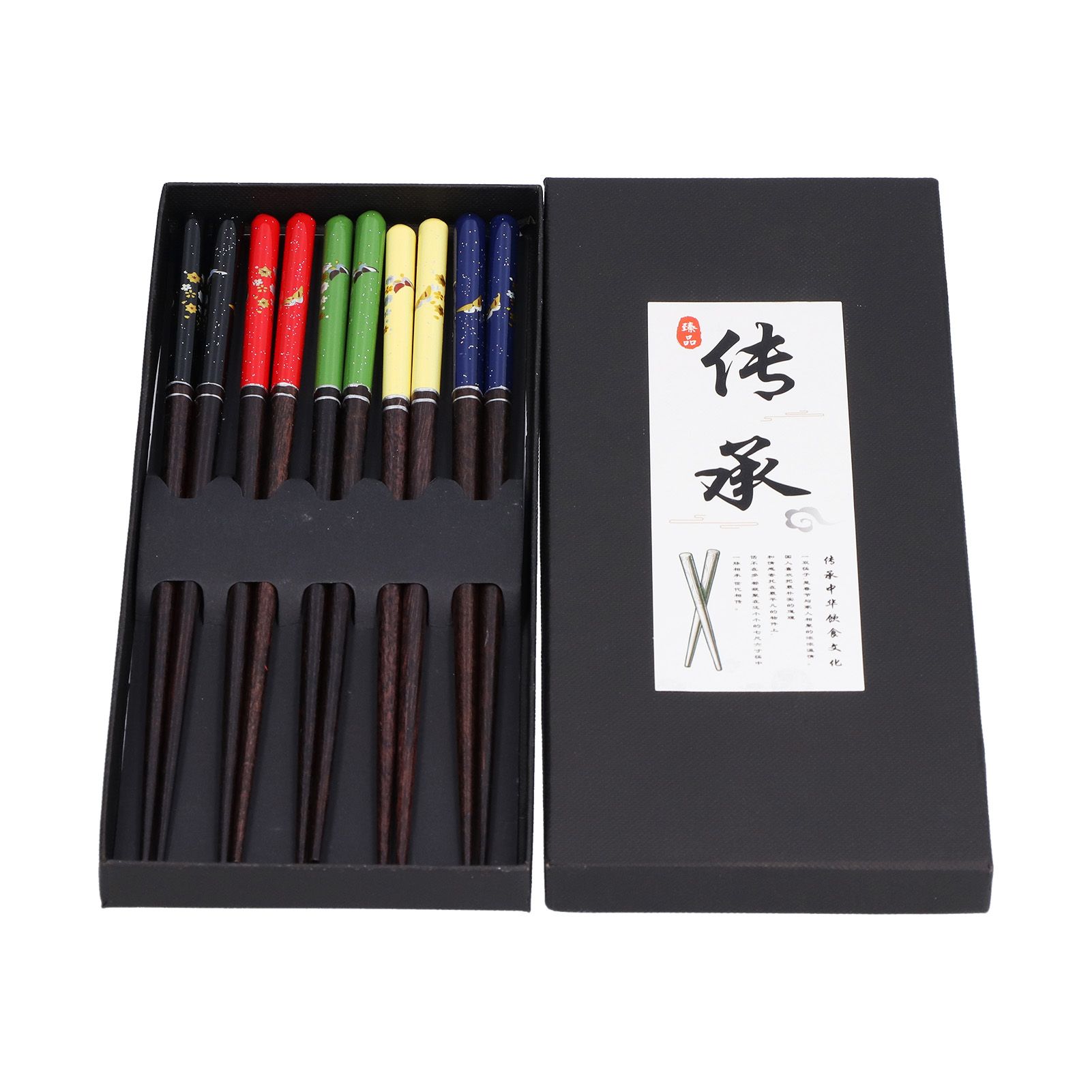 5 Pairs Chopsticks Wood Reusable Butterfly Flower Printing Gift Box Pointed Chopsticks for Restaurant Hotel - Image 6