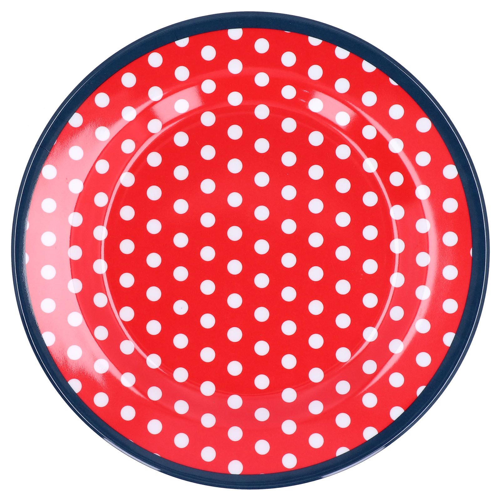 9in Imitation Porcelain Dinner Plate Decorative Reusable Snack Plate Lightweight Tableware for Cakes FruitRed Dot - Image 1