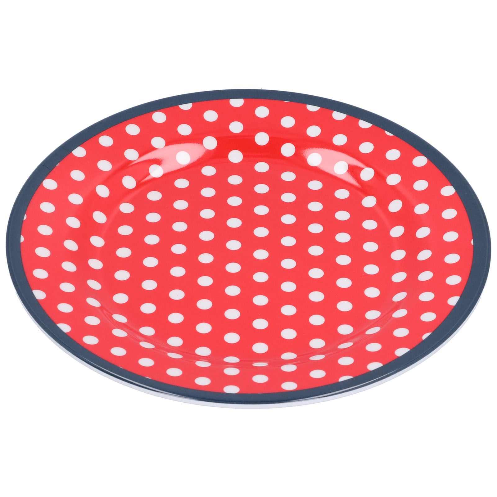 9in Imitation Porcelain Dinner Plate Decorative Reusable Snack Plate Lightweight Tableware for Cakes FruitRed Dot - Image 2